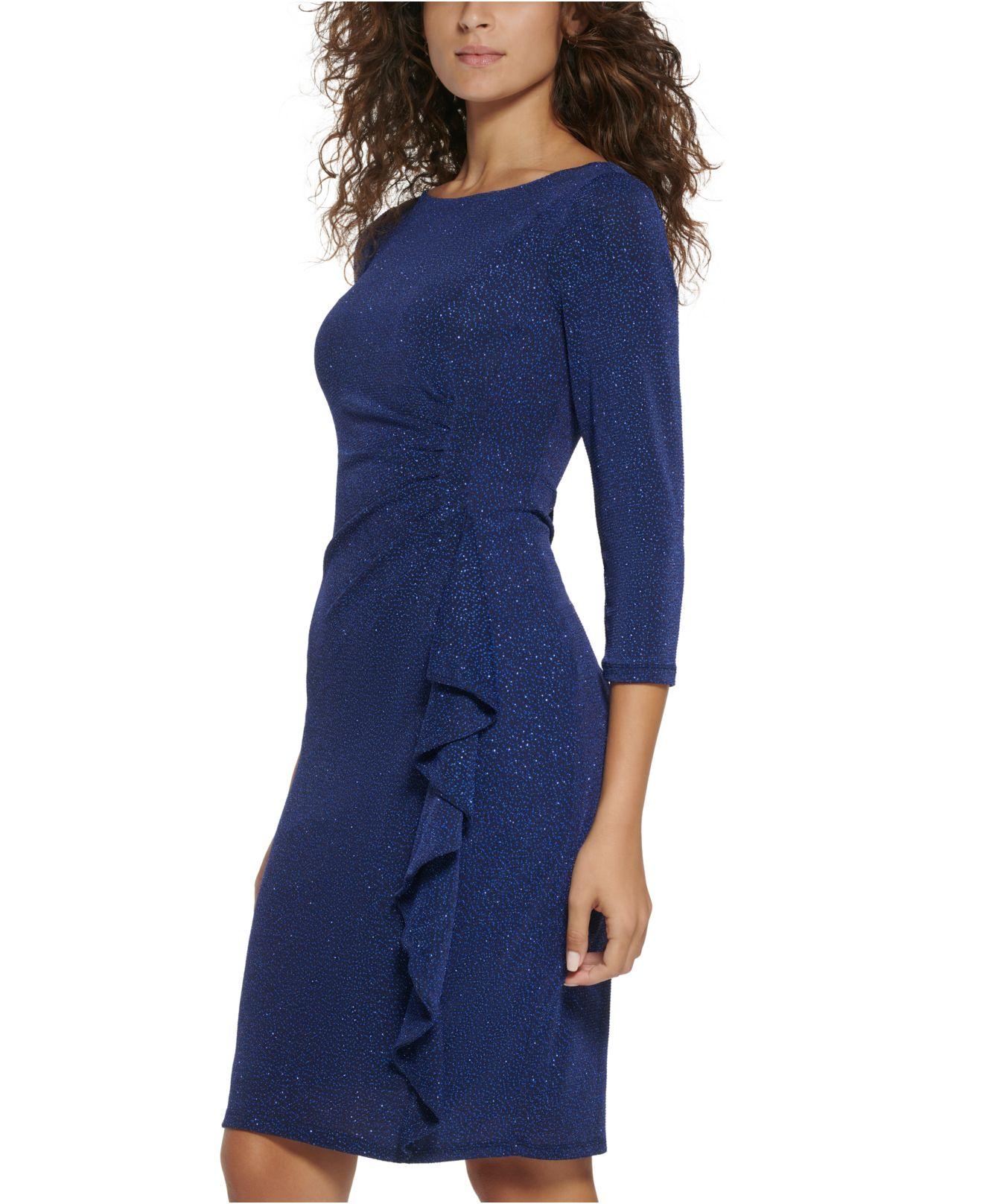 Jessica Howard Boat-neck 3/4-sleeve Sheath Dress in Blue | Lyst