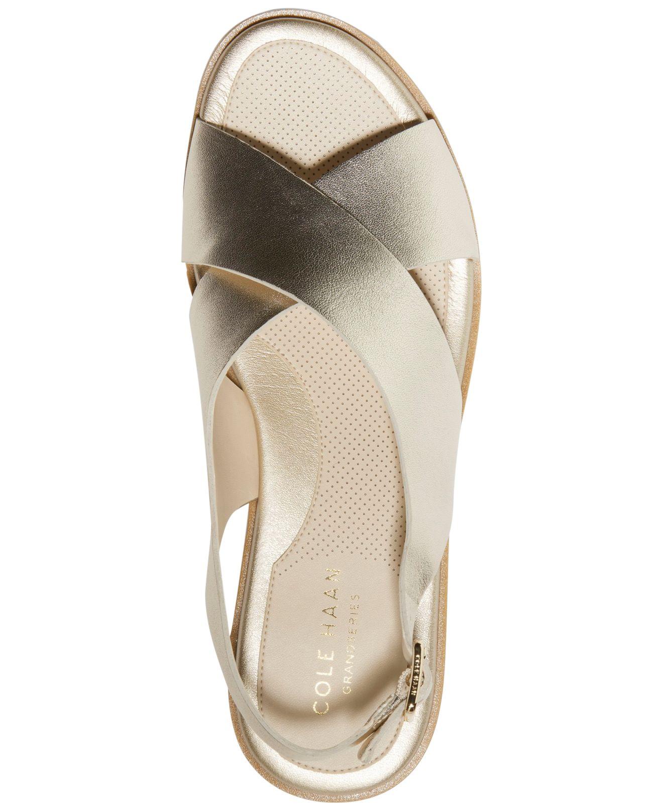Cole Haan Mira Crossband Sandals in Metallic Lyst