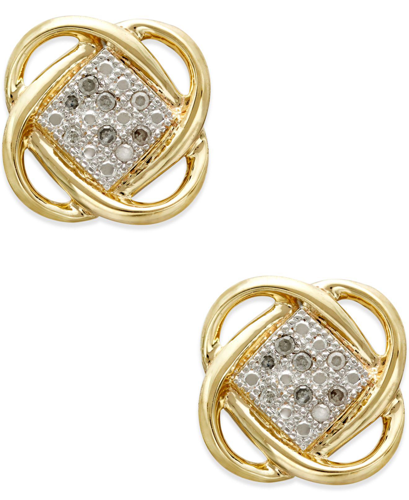 Macy's Diamond Accent Knot Earrings In 10k Gold in Metallic Lyst