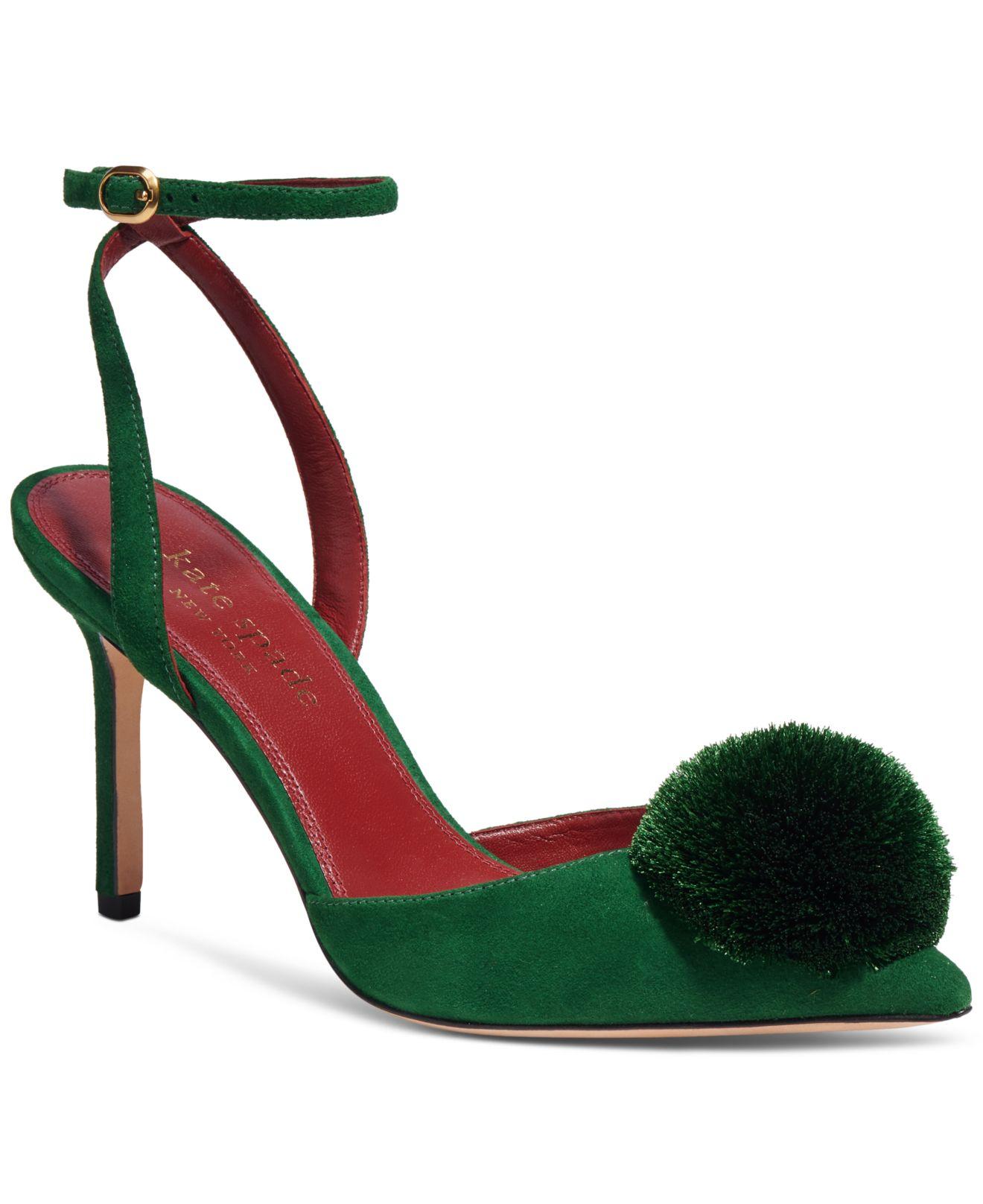 Kate Spade Amour Pom-pom Dress Heels in Green | Lyst