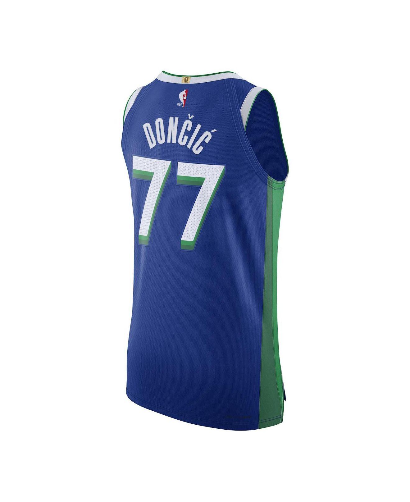 Nike Men's 2022-23 City Edition Dallas Mavericks Luka Doncic #77 Blue Dri-Fit Swingman Jersey, Medium