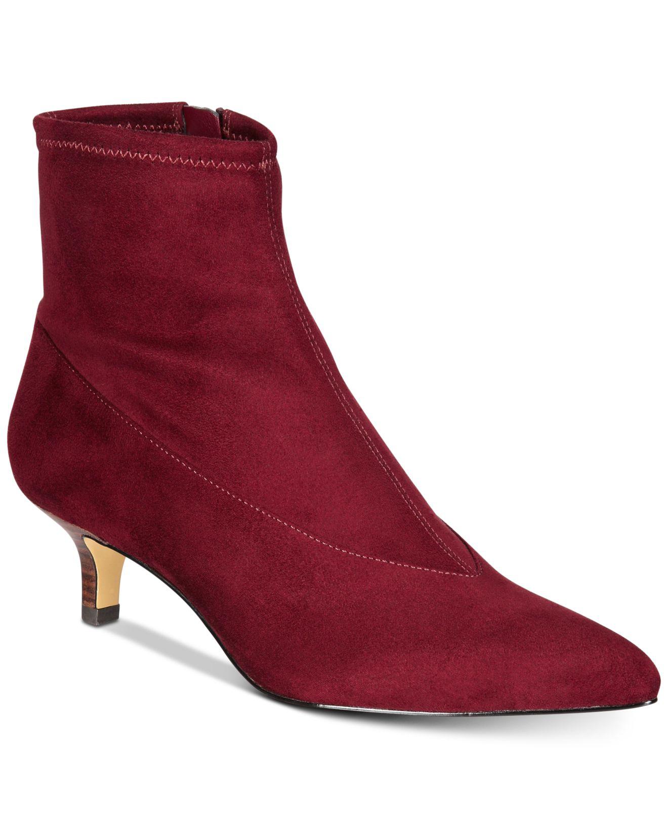 Bella Vita Suede Stephanie Ii Kittenheel Booties in Red Lyst