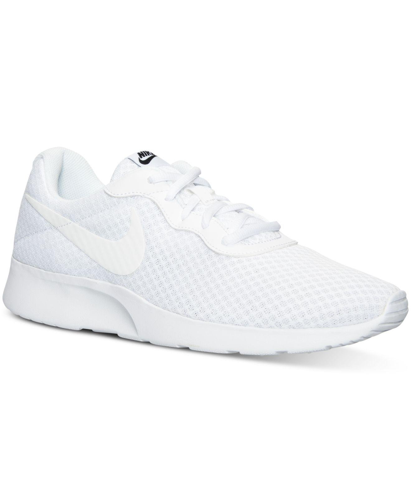 Nike Men's Tanjun Casual Sneakers From Finish Line in White/White-Black ...