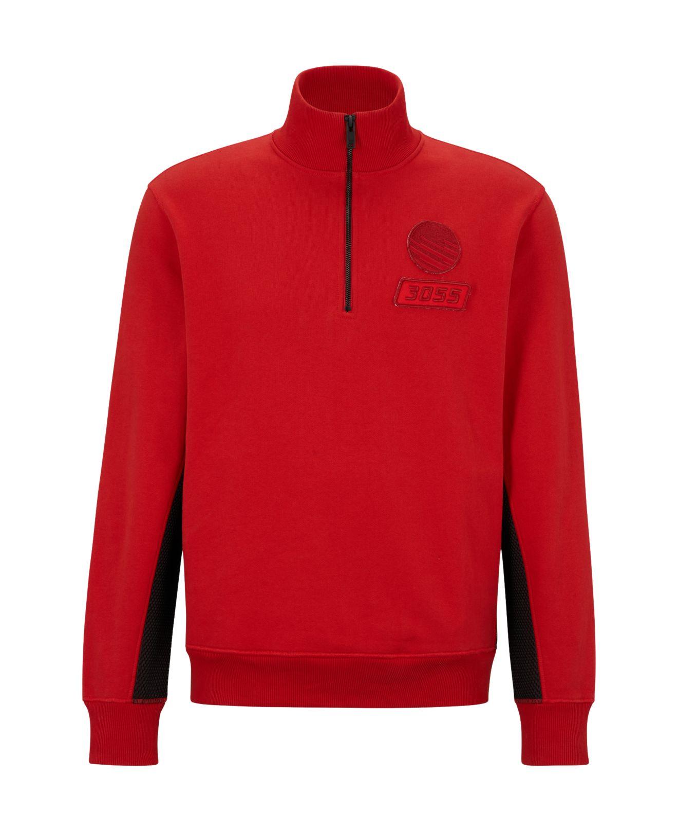 BOSS by HUGO BOSS Cotton-terry Zip-neck Racing-inspired Details Sweatshirt  for Men | Lyst