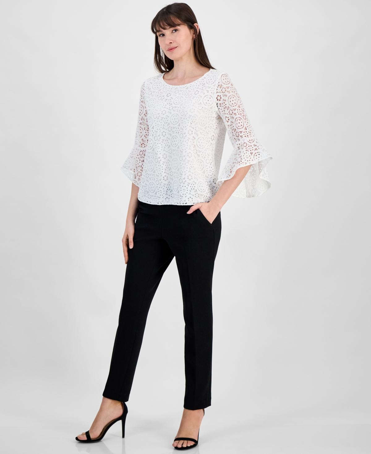 売れ筋商品|||カスパー カットソー トップス レディース Women's Lace Bell-Sleeve Ruffle-Cuff Top, Regular and Petite Sizes Lily White Kasper Lace Bell-sleeve Ruffle-cuff Top in White | Lyst
