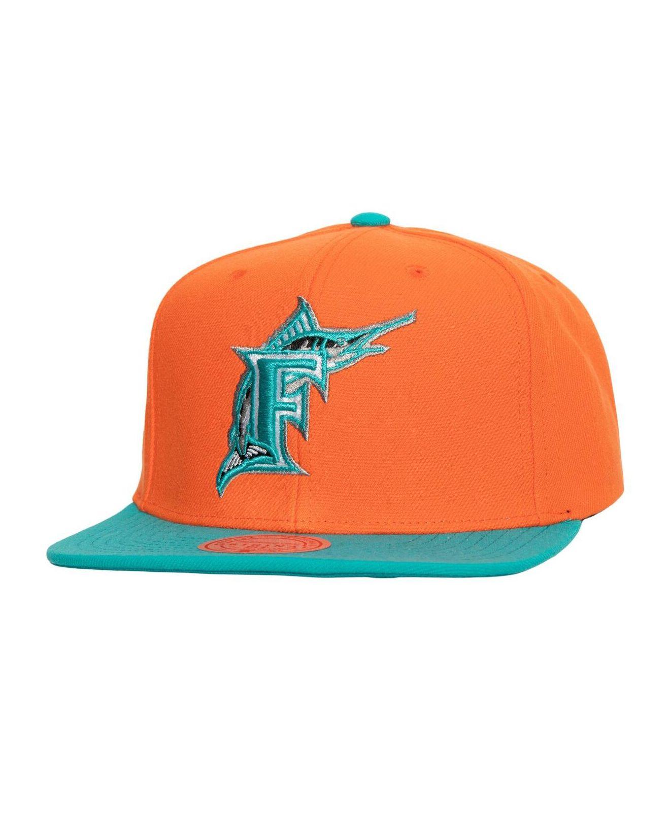 Mitchell & Ness Orange, Teal Florida Marlins Hometown Snapback Hat for Men