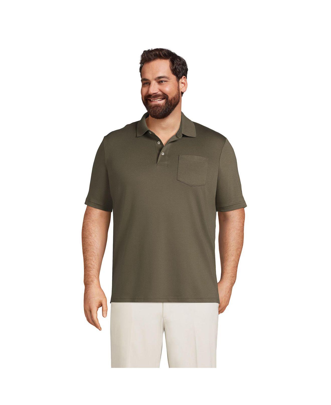 Lands' End Big  Tall Short Sleeve Super Soft Supima Polo Shirt With Pocket  in Green for Men Lyst