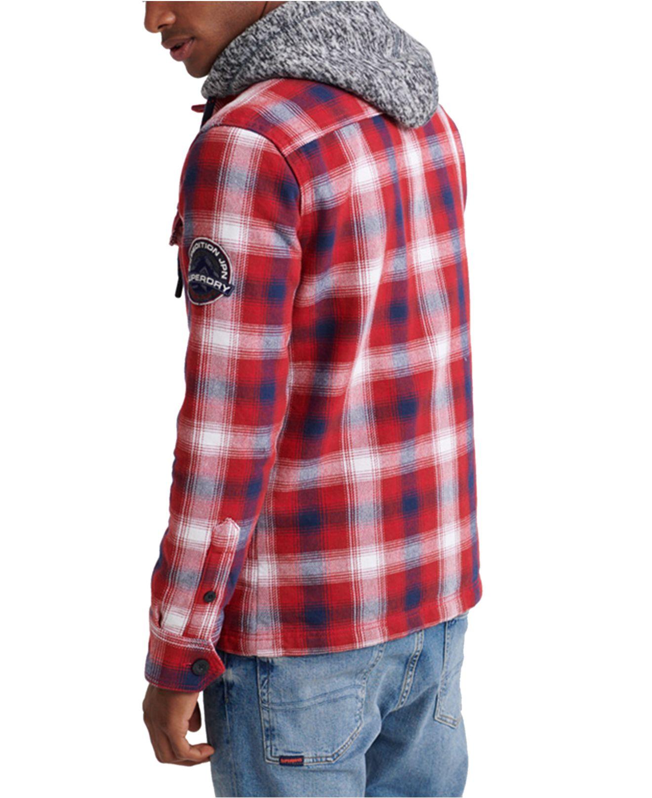 Superdry Everest Storm Hoodie in Red Check (Red) for Men | Lyst