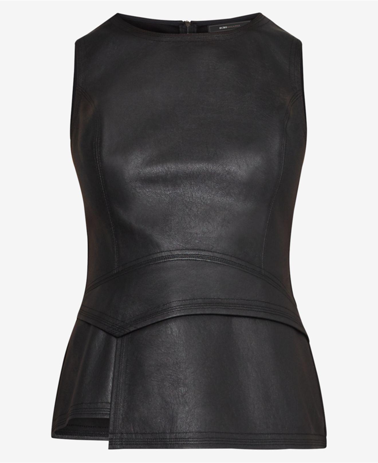 tori faux leather peplum top