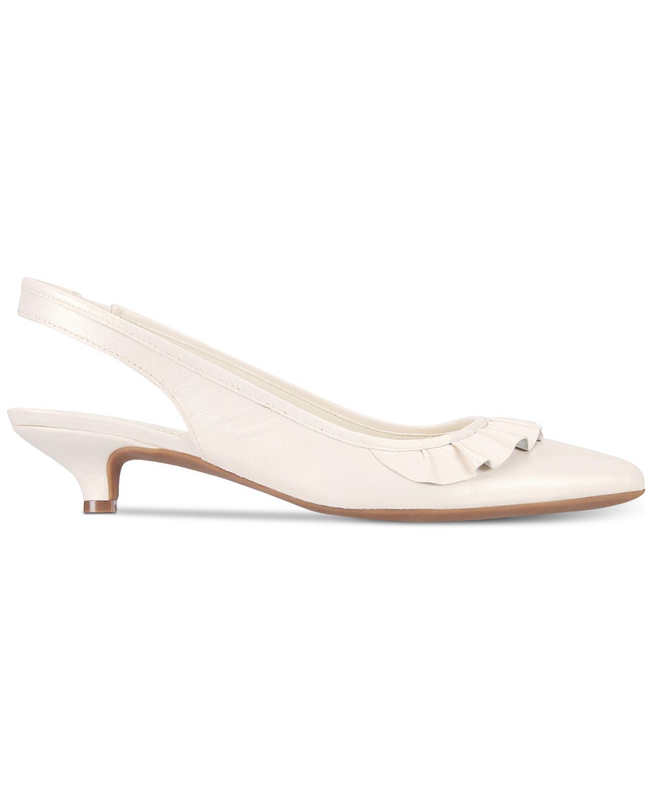 Anne Klein Elanore Kitten-heel Slingback Pumps in White | Lyst