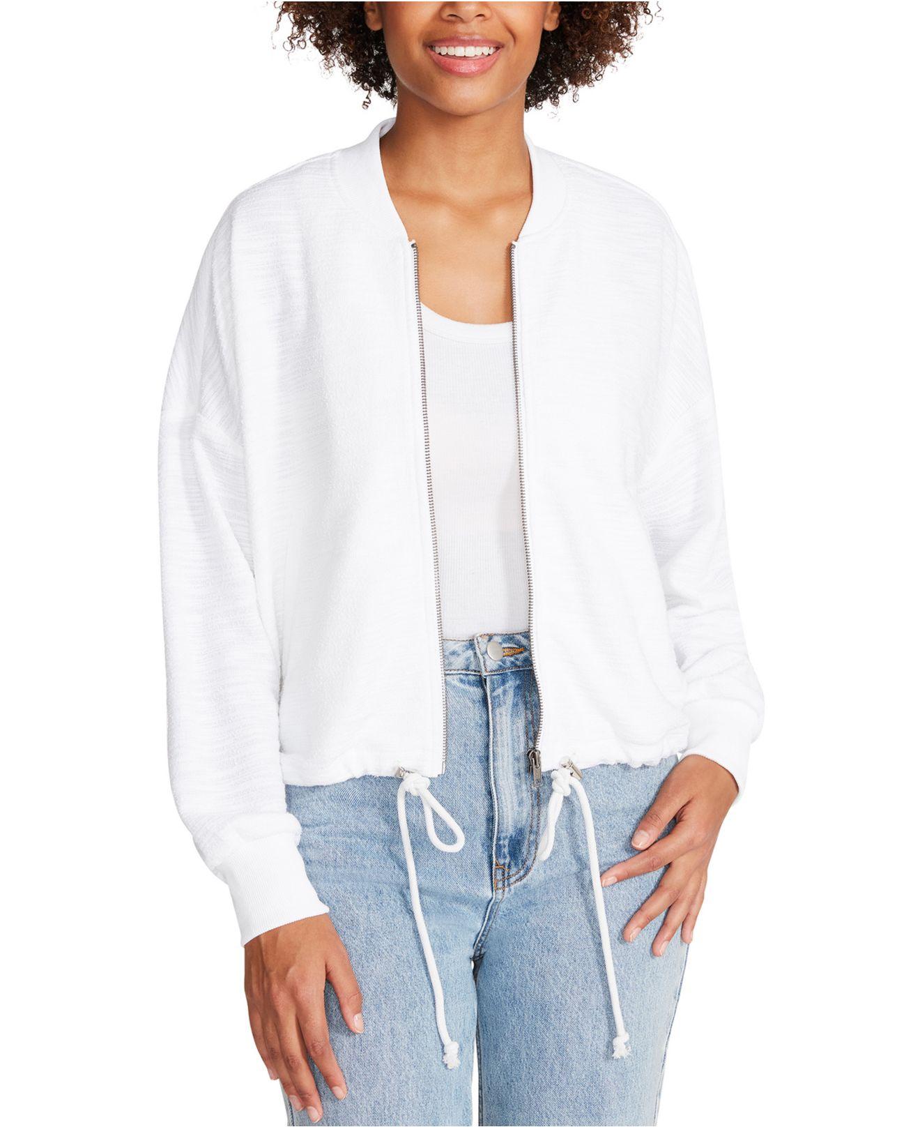 Steve Madden Yves Slubknit Bomber Jacket in White Lyst