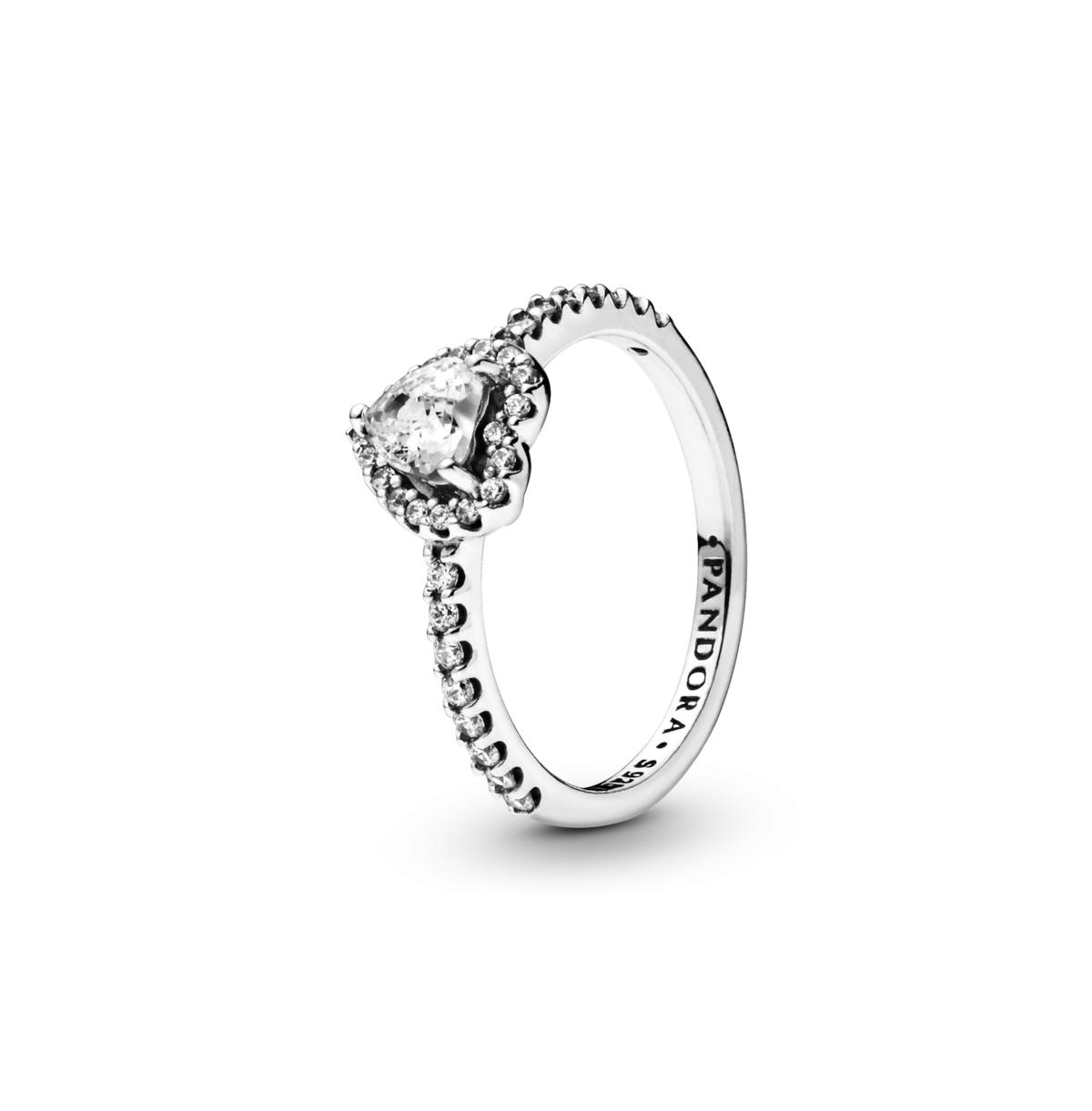 Pandora Sparkling Elevated Pink Crystal Heart & CZ Ring