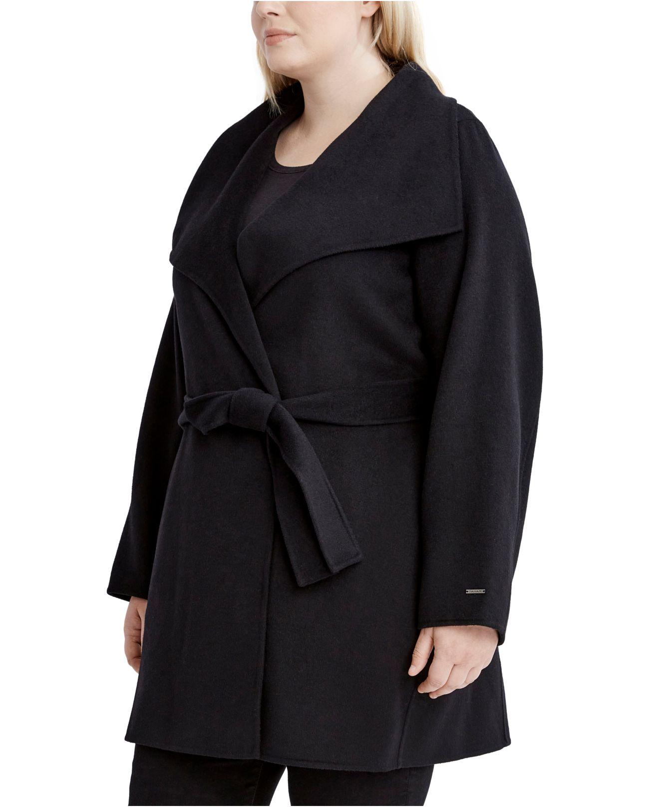 tahari double face wrap coat