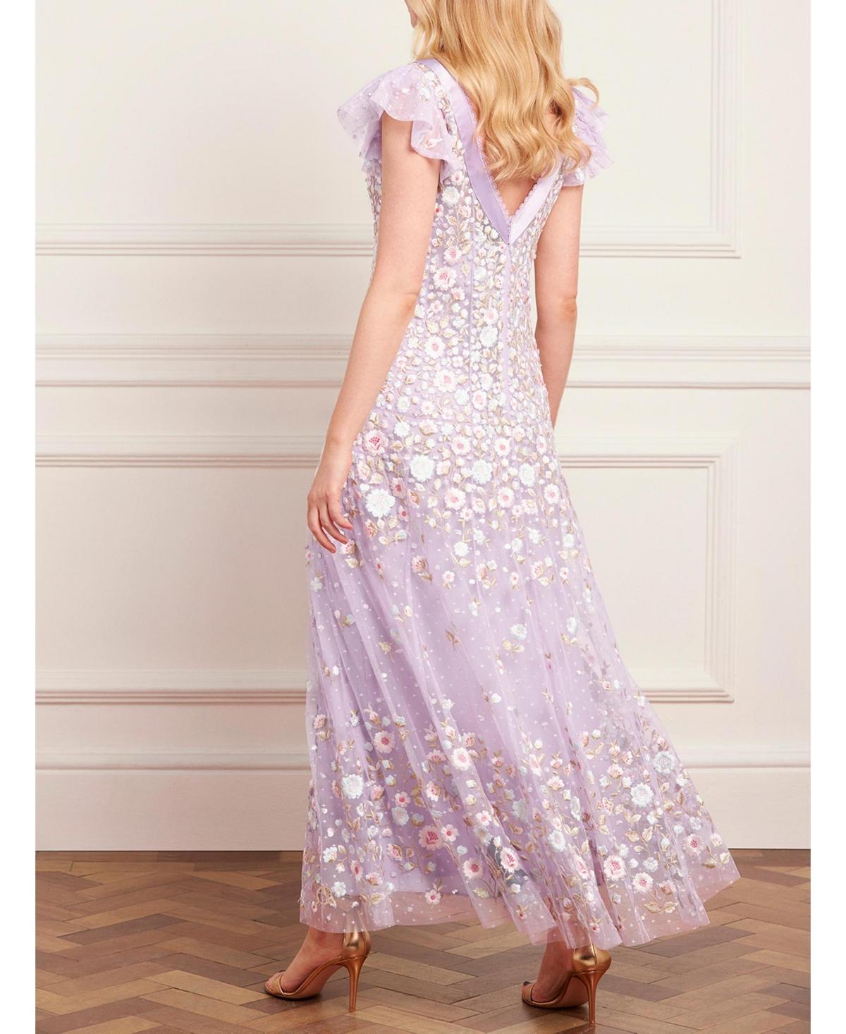 purple needle and thread dress Needle & Thread Clover sequin-embellished Maxi Dress | Purple
