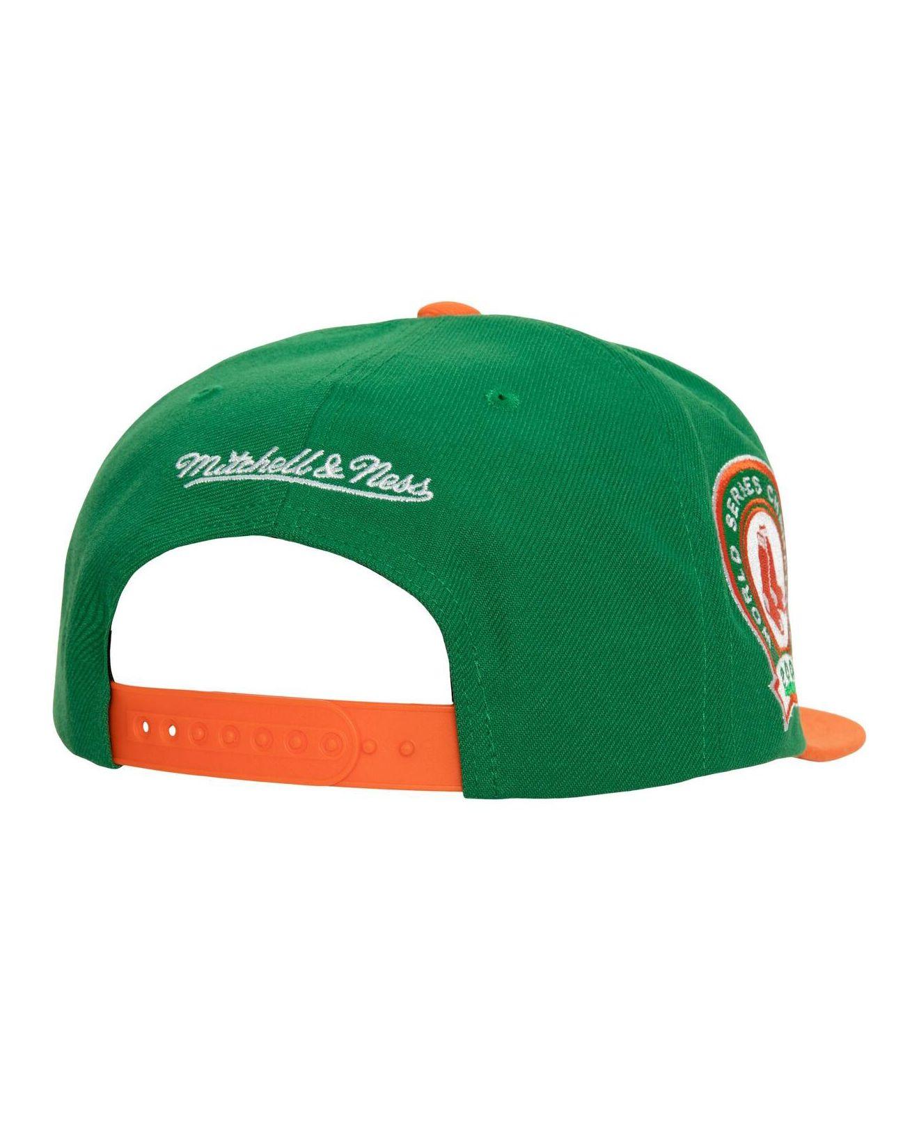 Mitchell & Ness Green, Orange Boston Red Sox Hometown Snapback Hat for Men
