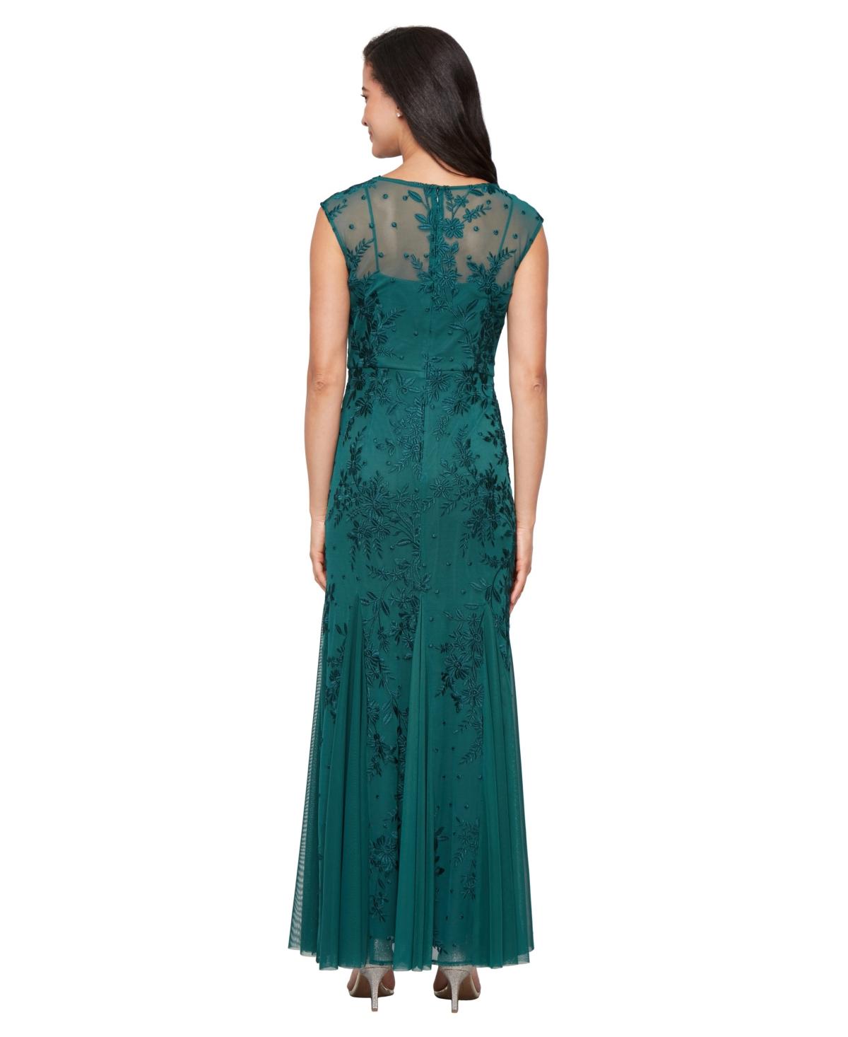 alex evening petite dresses on sale Alex Evenings Petite Sequin Lace & Chiffon A-Line Gown PEACOCK / 10P main image 0