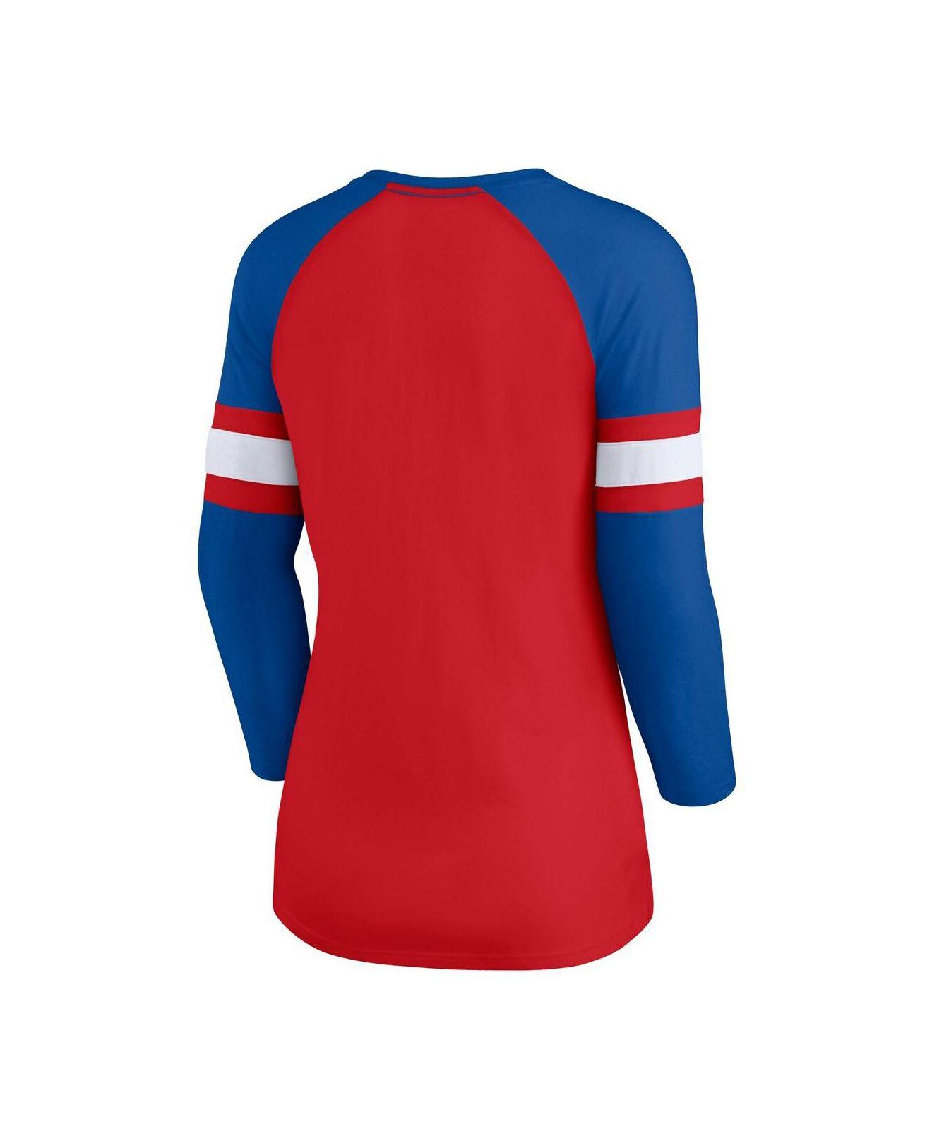Philadelphia Phillies Women's Team Color Primary Logo V-Neck Long Sleeve  T-Shirt - Red