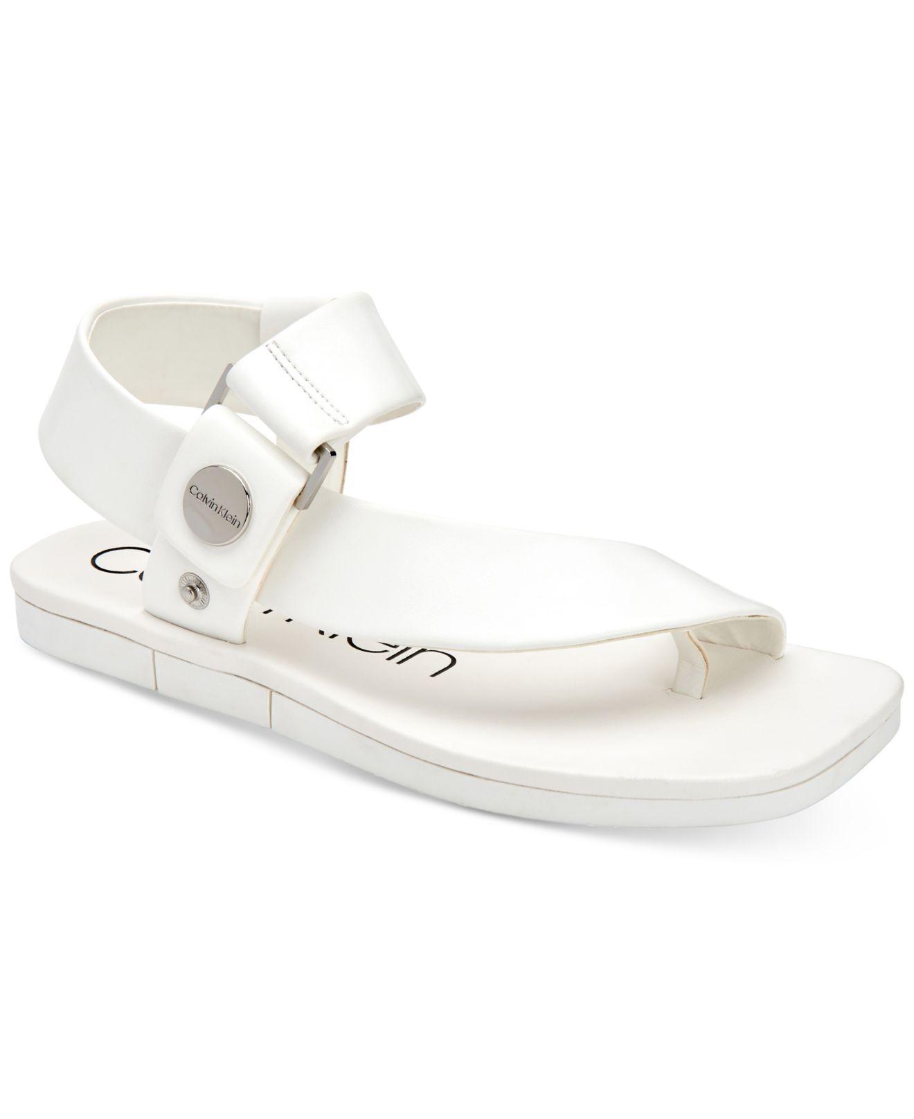 calvin klein rikki leather cross strap sandals