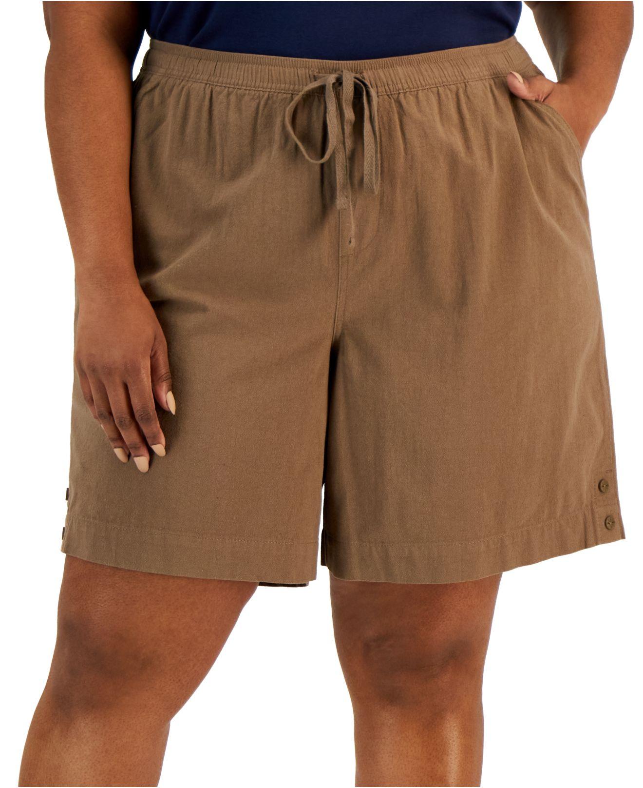 Karen Scott Plus Size Cotton Emelia Pull-on Shorts, Created For Macy's in  Brown | Lyst