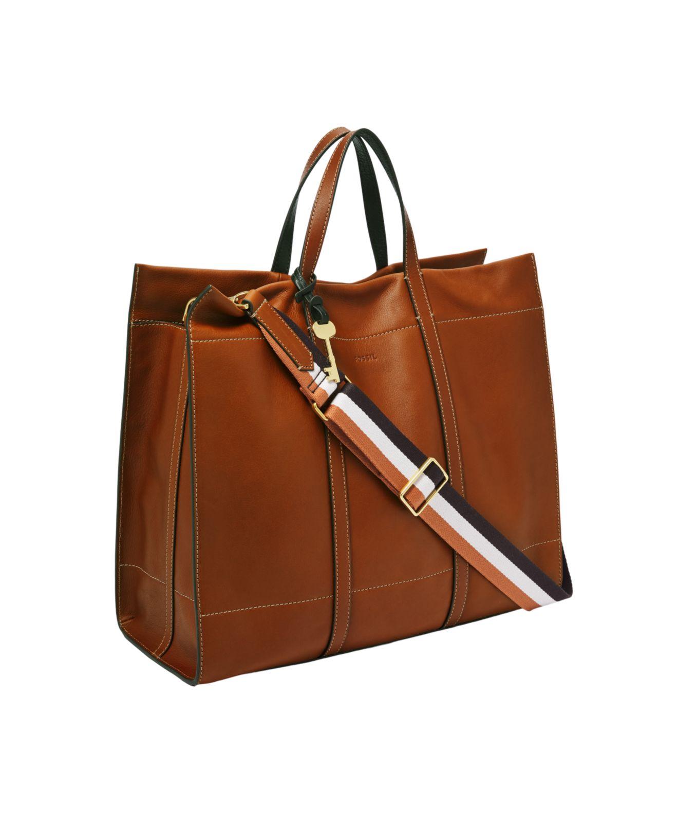 Fossil Carmen Leather Tote in Brown - Lyst