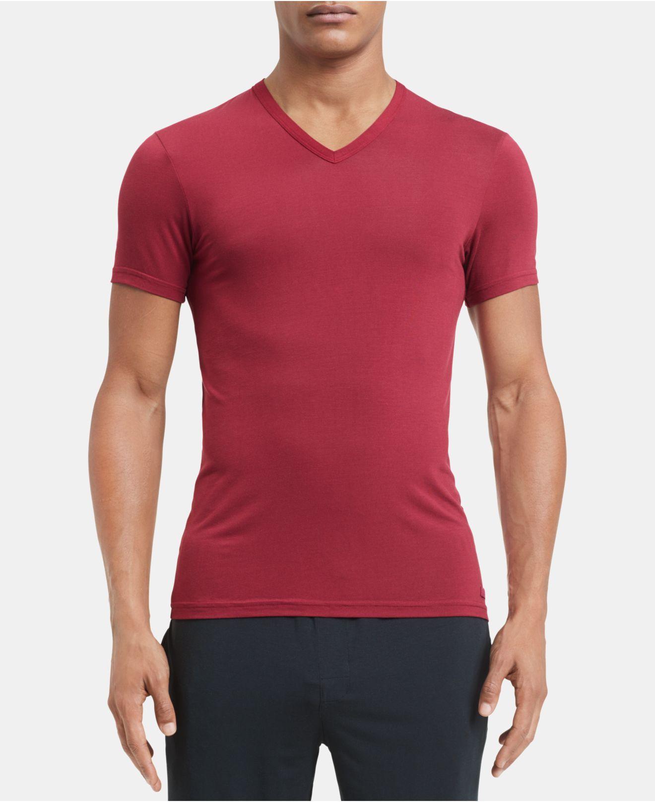 Calvin Klein Men's Ultra-soft Modal V-neck T-shirt in Red for Men | Lyst