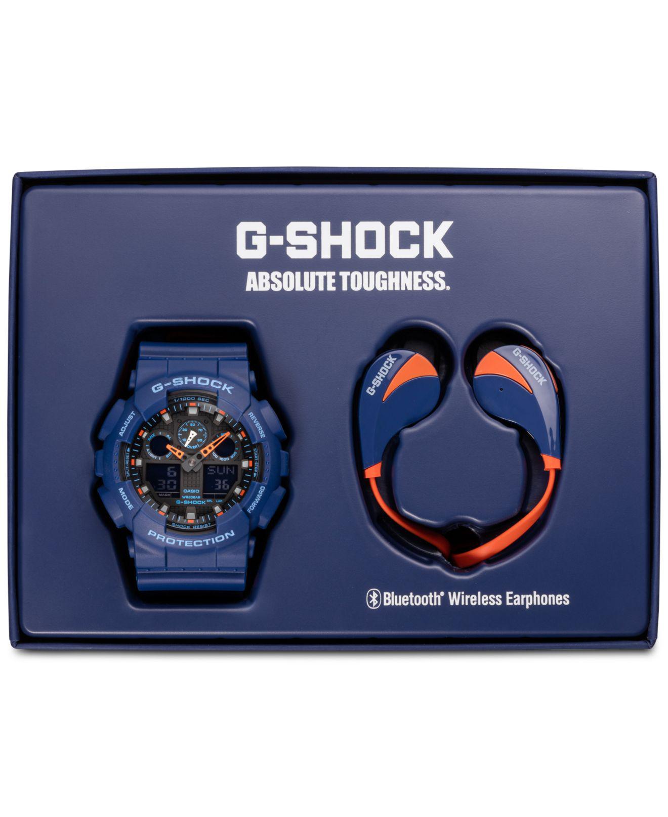 G-Shock Men's Analog-digital Blue & Orange Resin Strap Watch & Earbuds 55mm  Ga100l-2abud for Men | Lyst