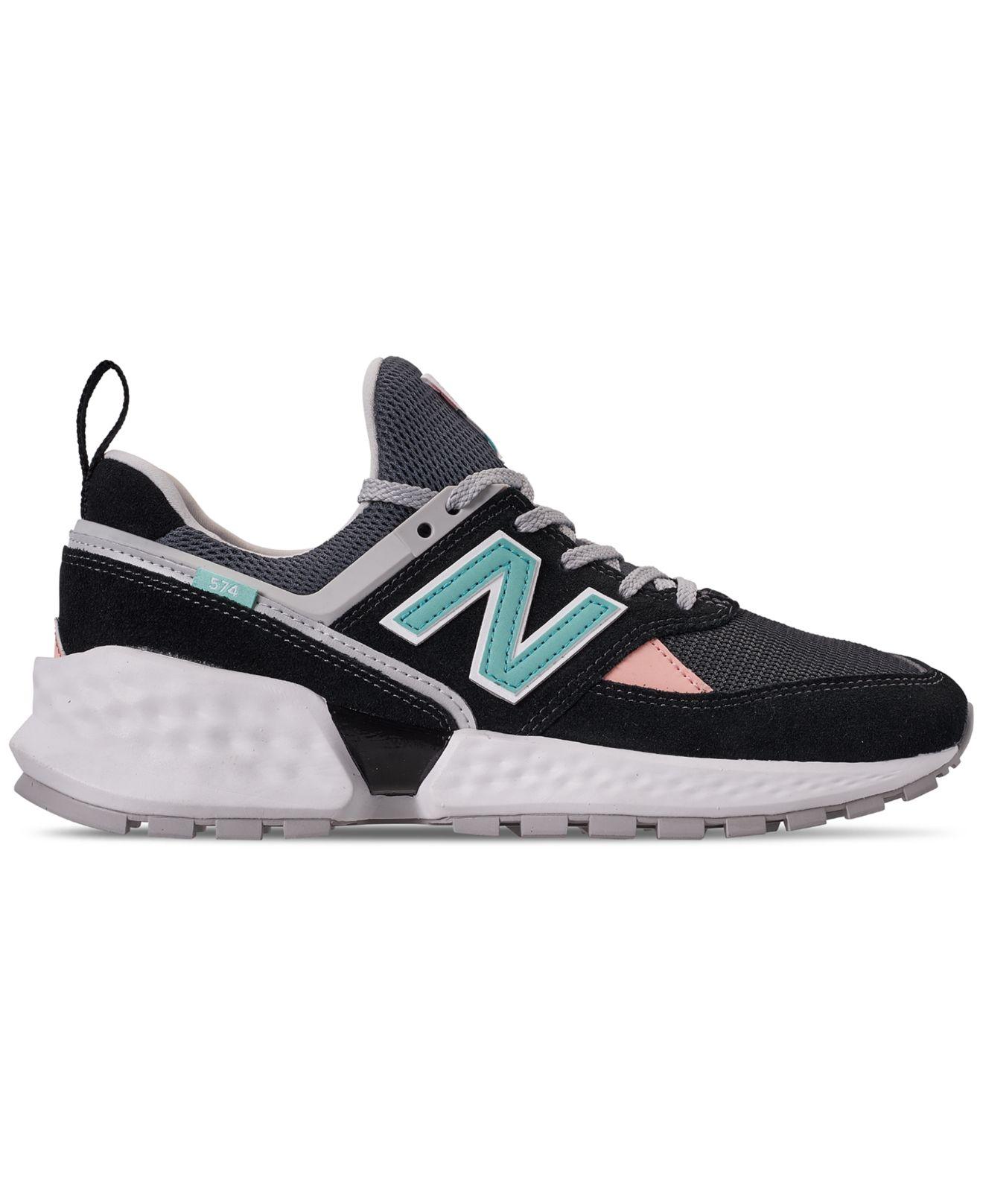 New Balance Suede 574 Sport Trainers Black / White Colour ...