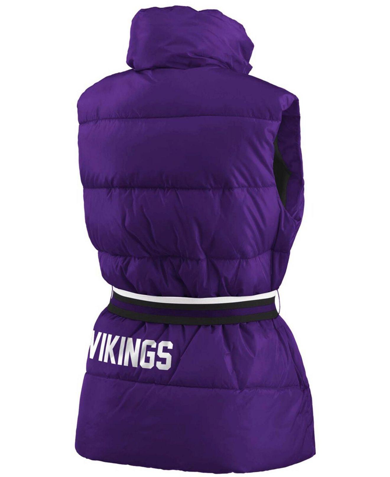 WEAR by Erin Andrews Purple Minnesota Vikings Full-zip Puffer Vest With  Belt | Lyst