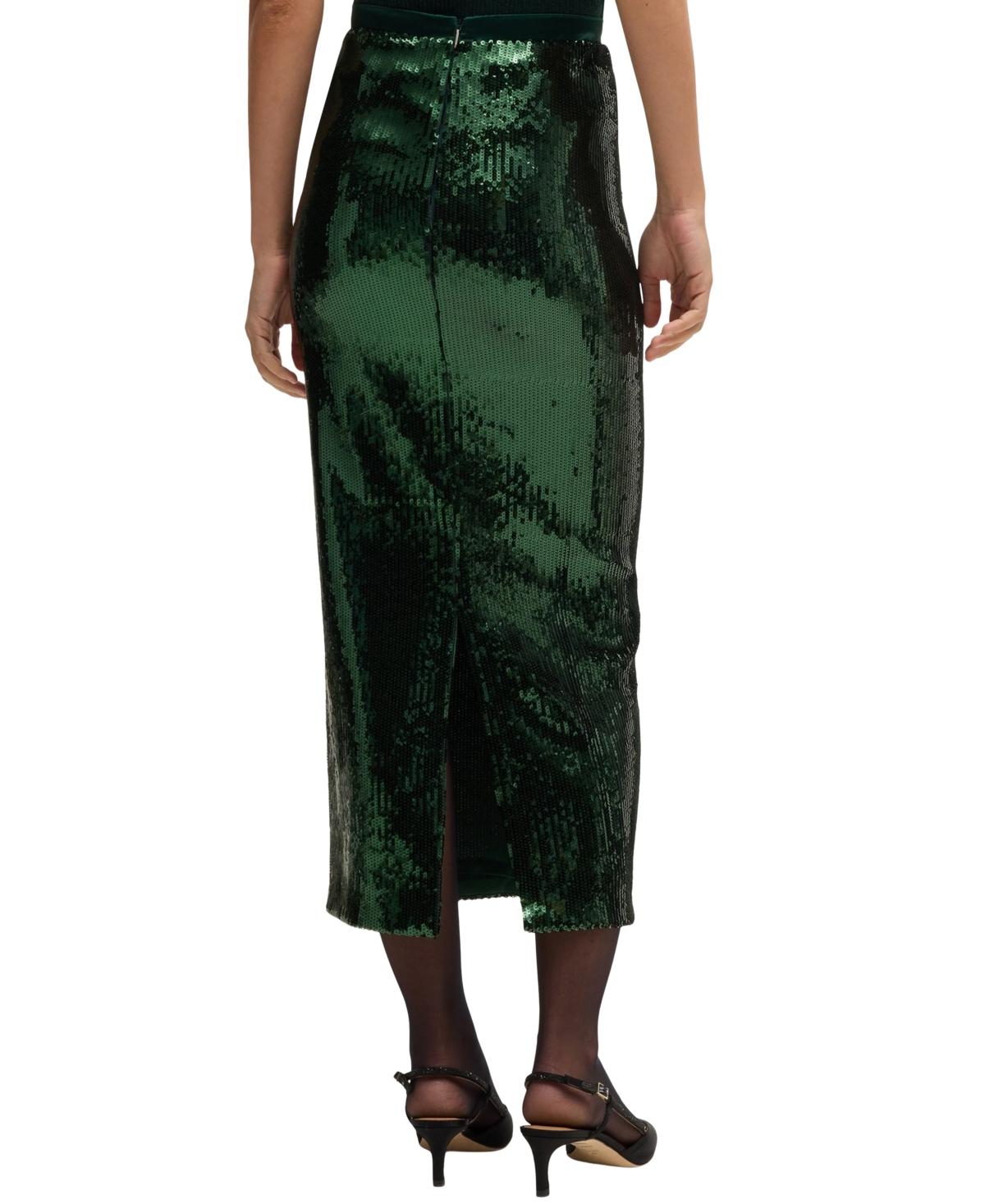 BOSS Boss By Sequin Relaxed-fit Maxi Skirt in Green Lyst