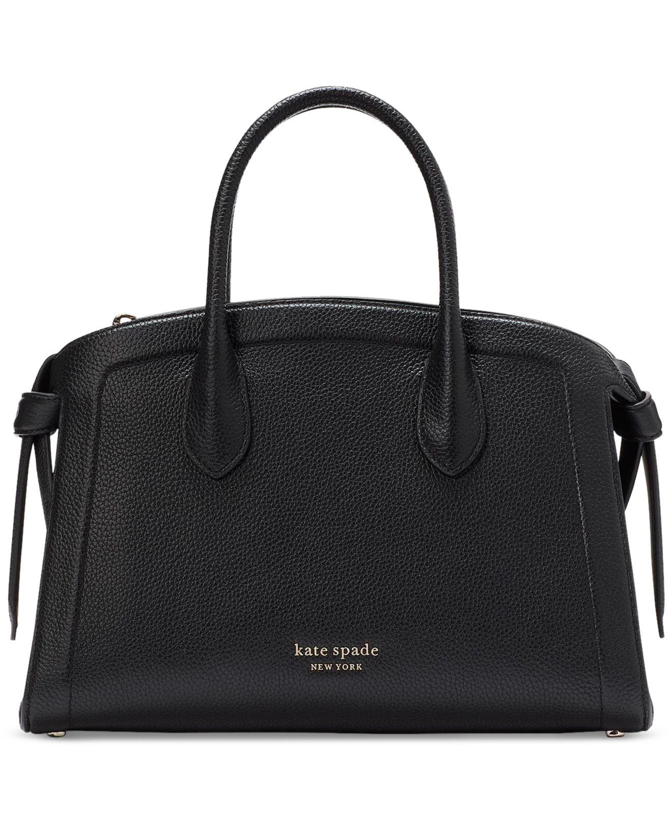 Kate Spade Knott Pebbled Leather Small Zip Top Satchel in Black | Lyst