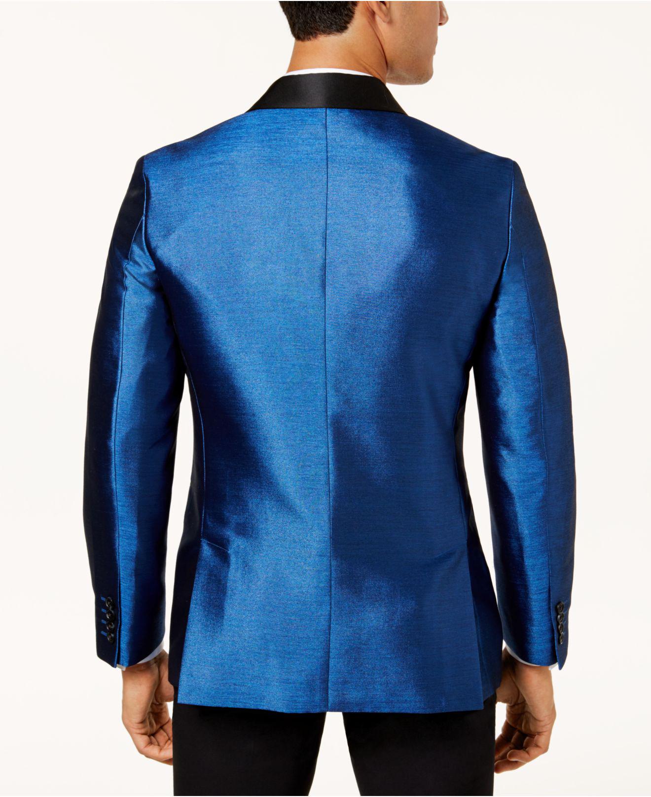 INC International Concepts Synthetic Men's Shiny Blazer in Blue for Men