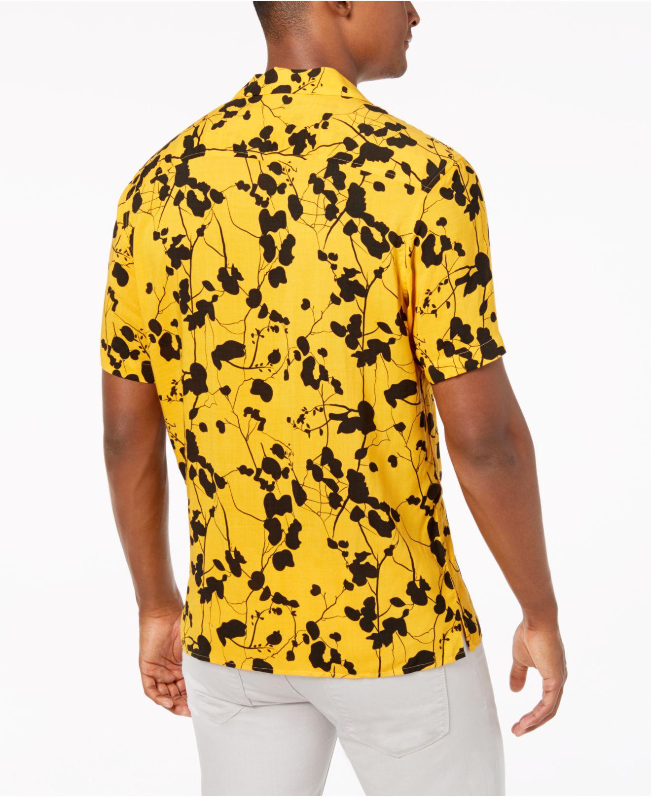 INC International Concepts Twig Leaf Camp Collar Shirt, Created For