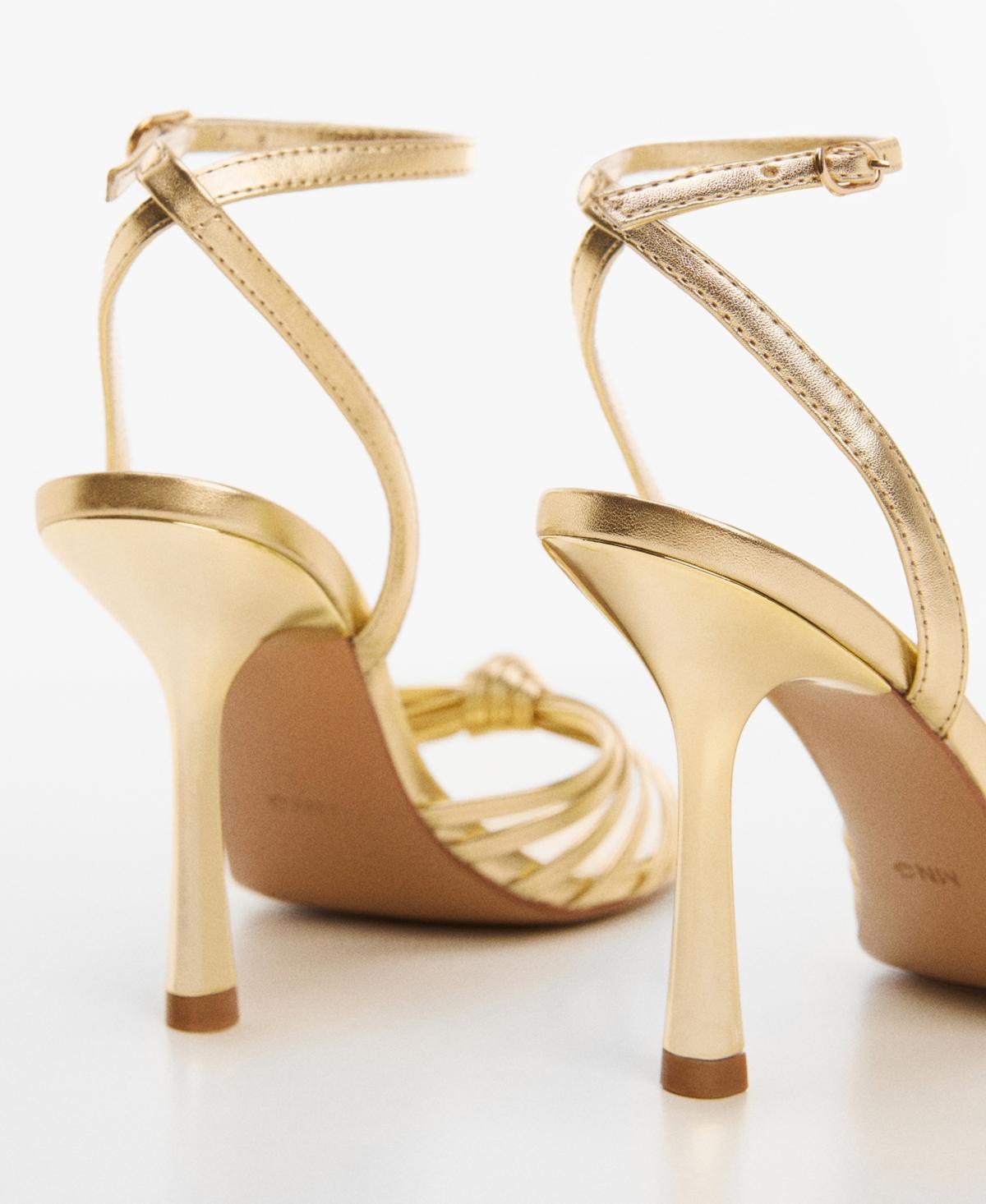 Mango Strappy Heeled Sandals in Metallic Lyst