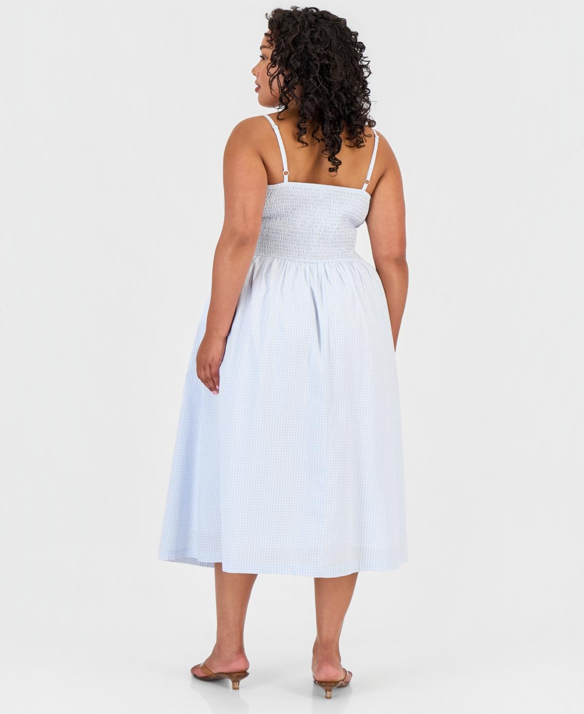 knee length dresses for ladies Navy Embroidered Linen Alma Midi Dress