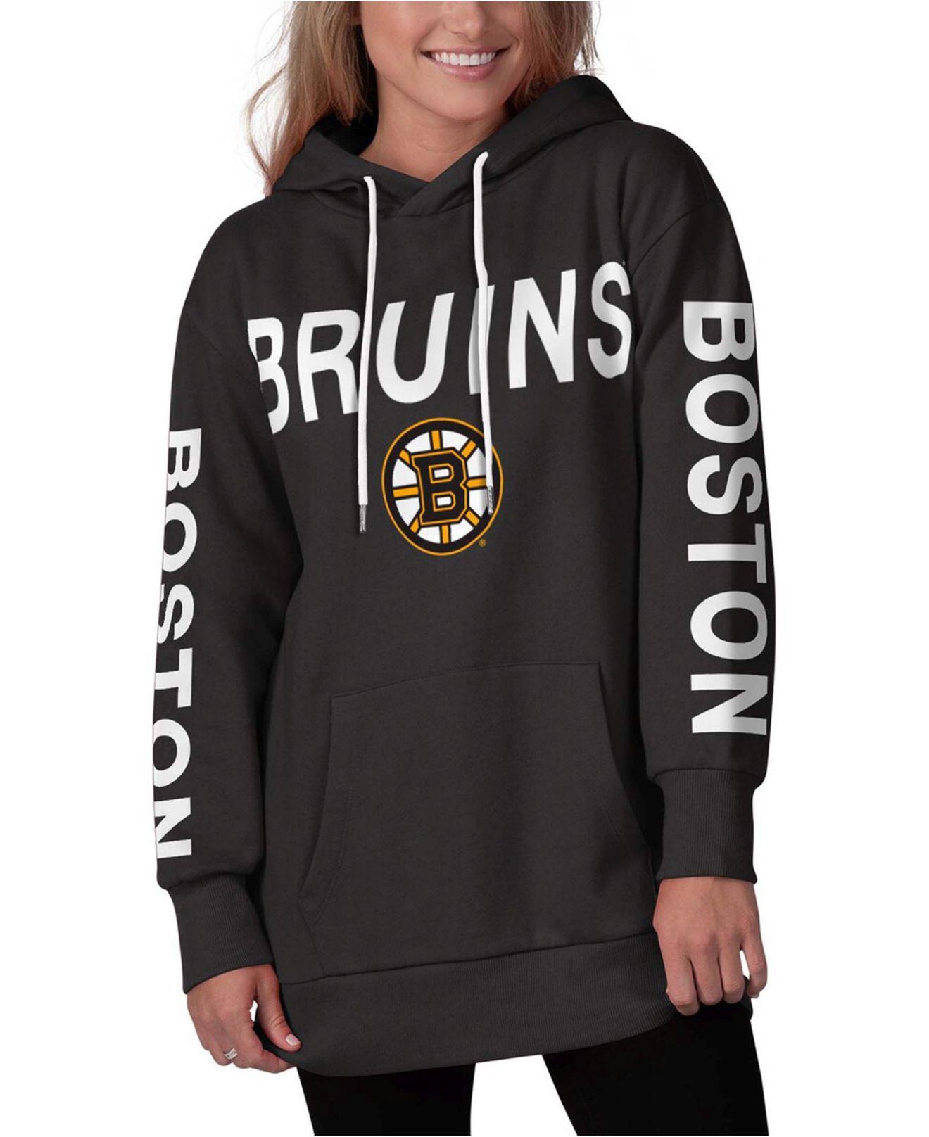 Boston Bruins G-III Sports by Carl Banks Women's Vintage Playmaker Raglan Pullover  Sweatshirt - Cream/Brown