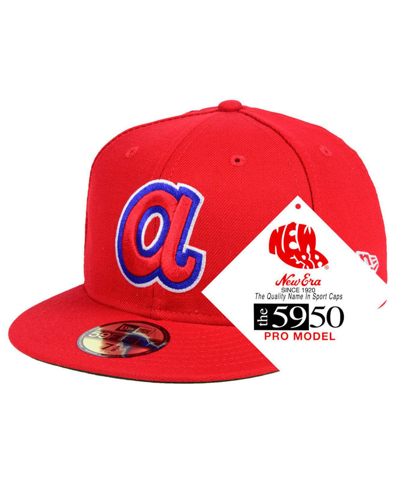 KTZ Atlanta Braves Retro Stock 59fifty Fitted Cap in Red for Men