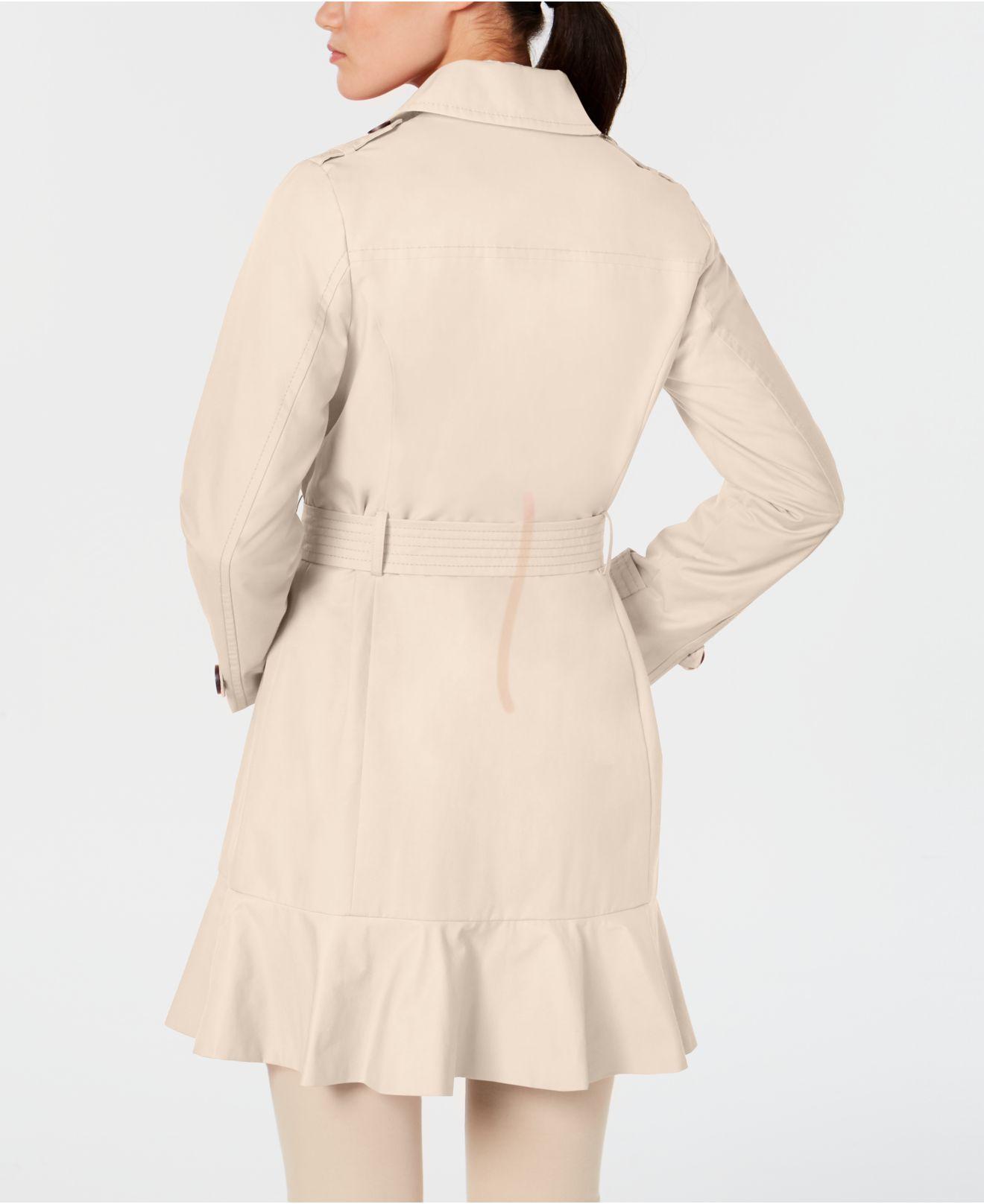 Kate Spade Cotton Belted Rufflehem Trench Coat in Natural Lyst
