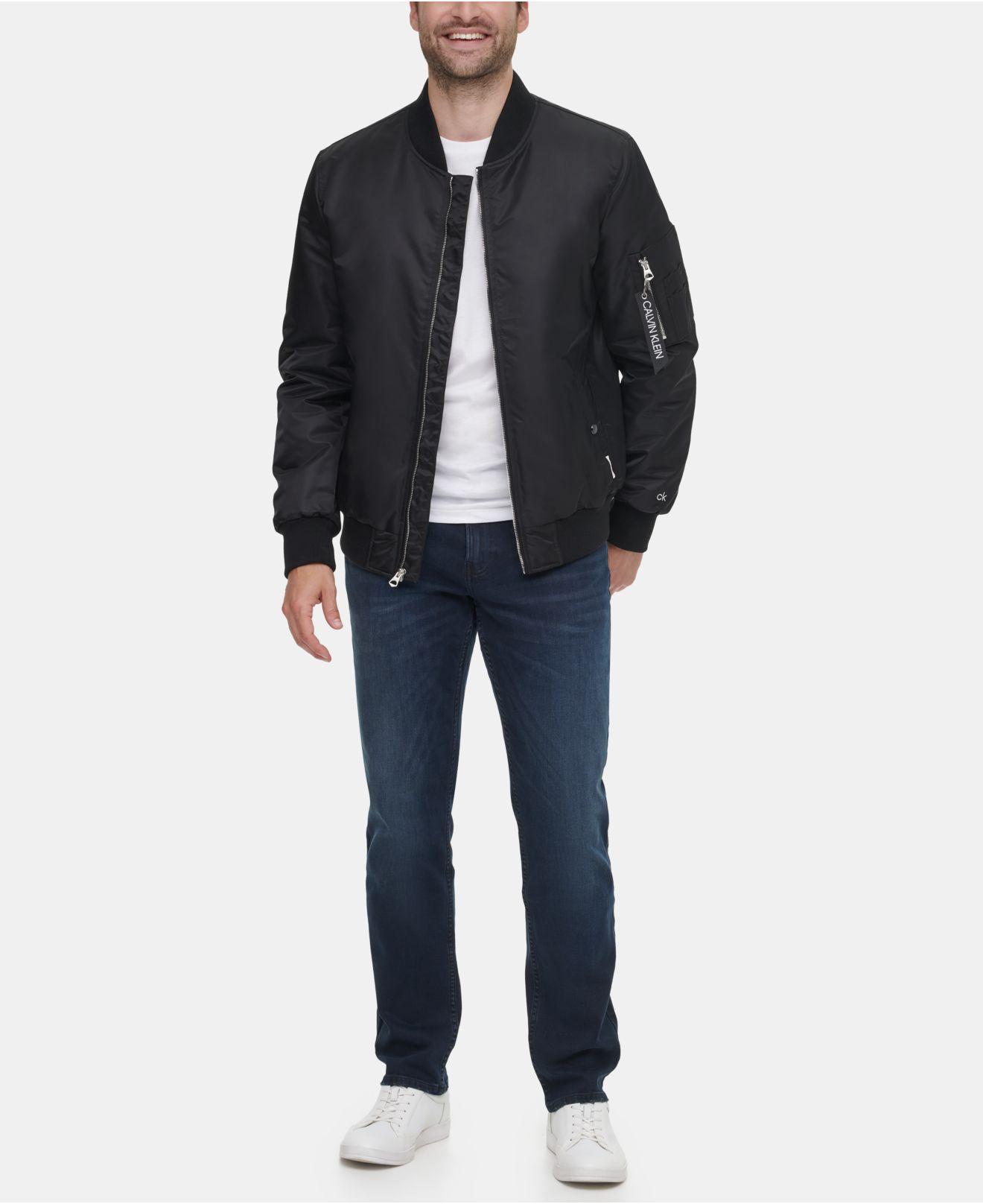 smog Lam De vreemdeling Calvin Klein Bomber Flight Jacket in Black for Men | Lyst