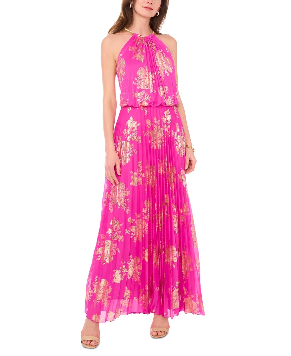 Msk Embellishment Halter-neck Pleated Dress in Pink | Lyst
