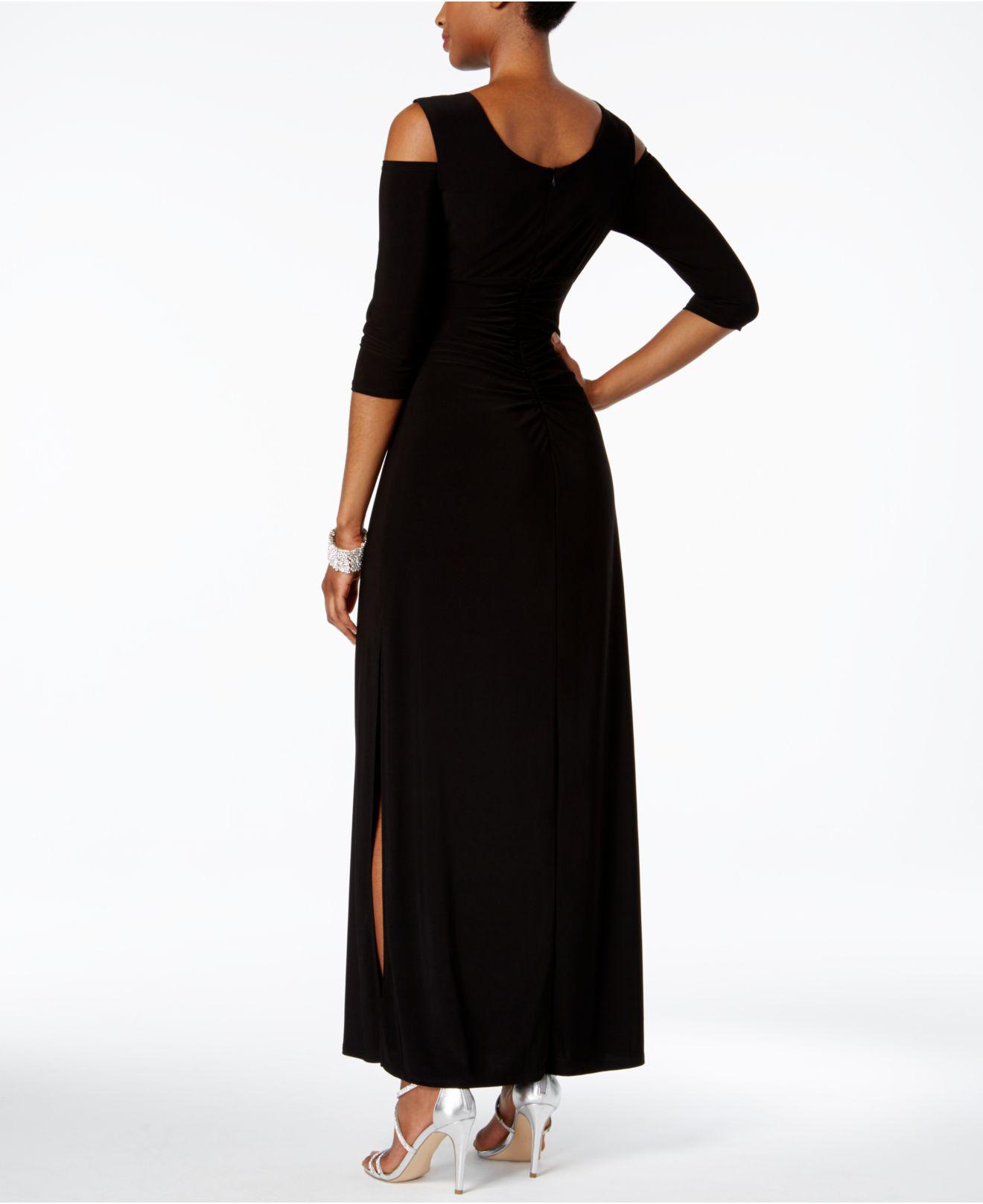 black cold shoulder gown