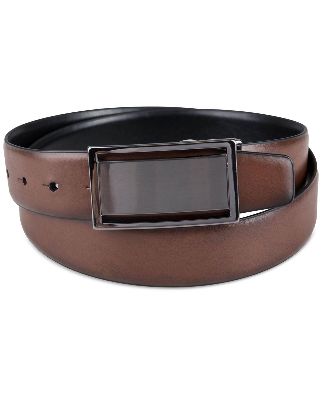 Alfani Leather Reversible Cut-out Plaque Belt, Created For Macy's in ...