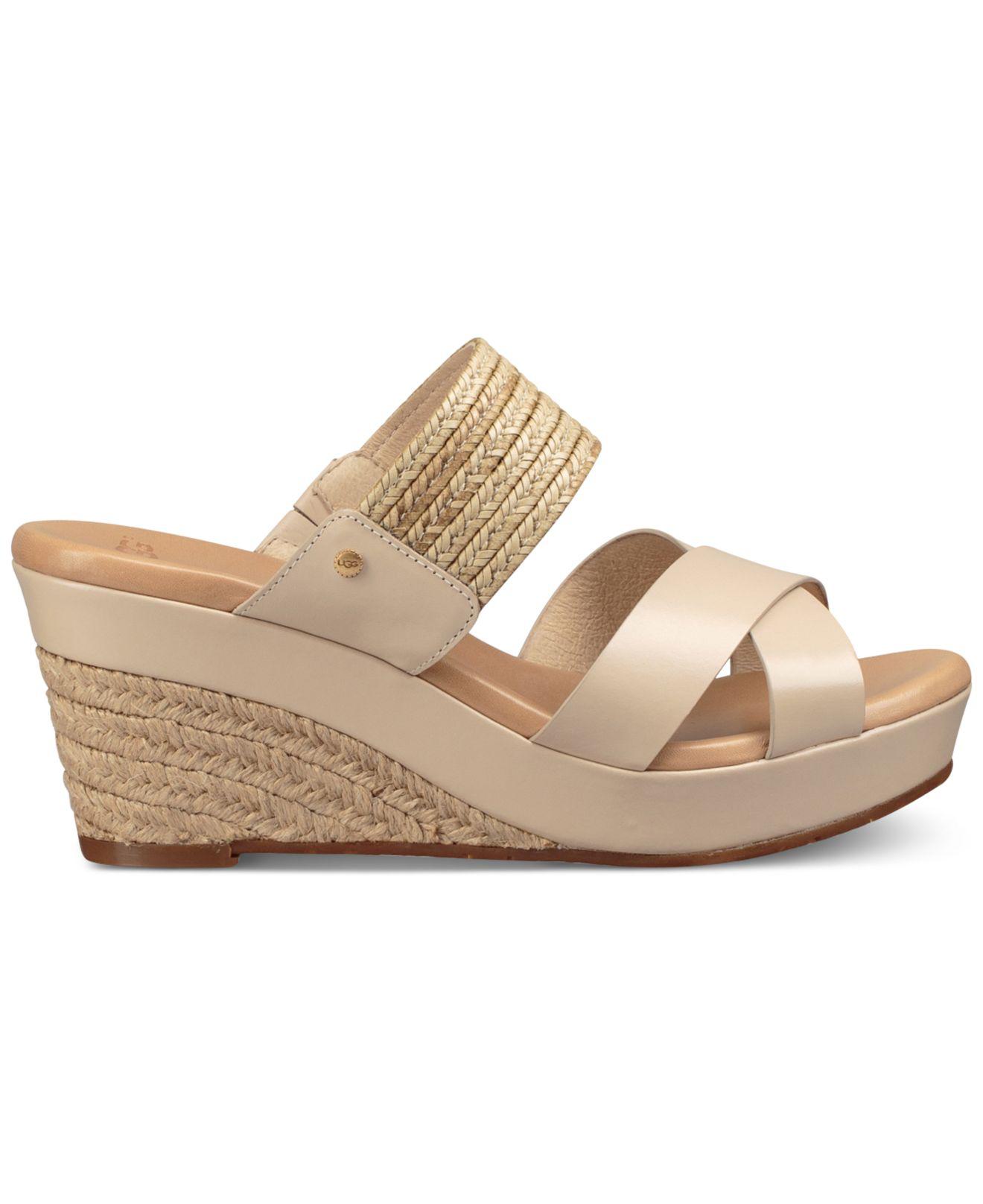 UGG Leather Adriana Wedge Sandals - Lyst