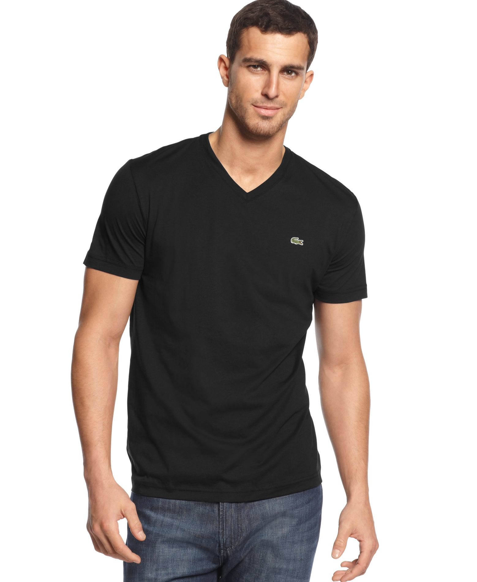 10 Black Cotton V Neck T Shirt Pics