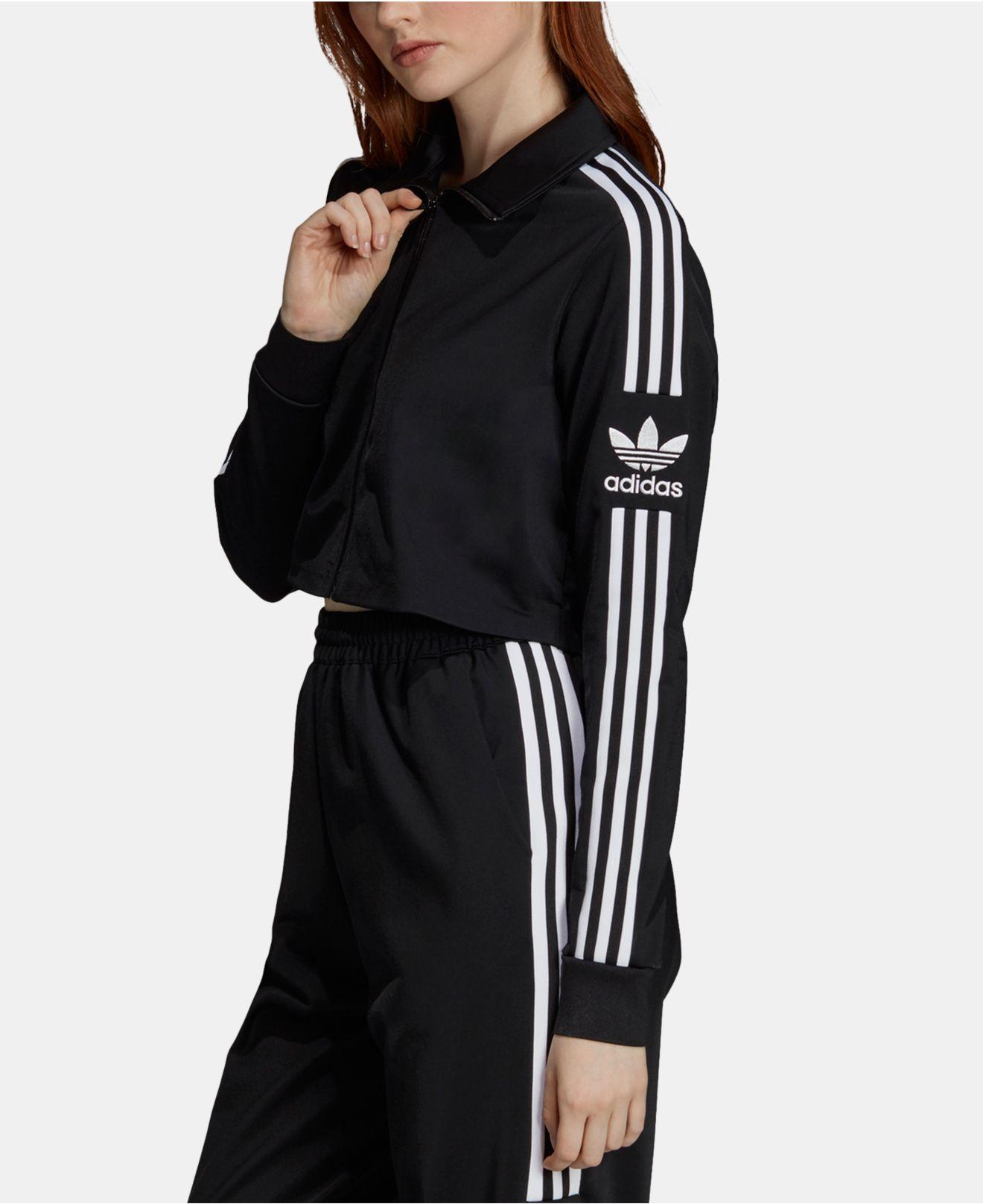 adidas Synthetic Triple Stripe Cropped Track Jacket in Black Lyst