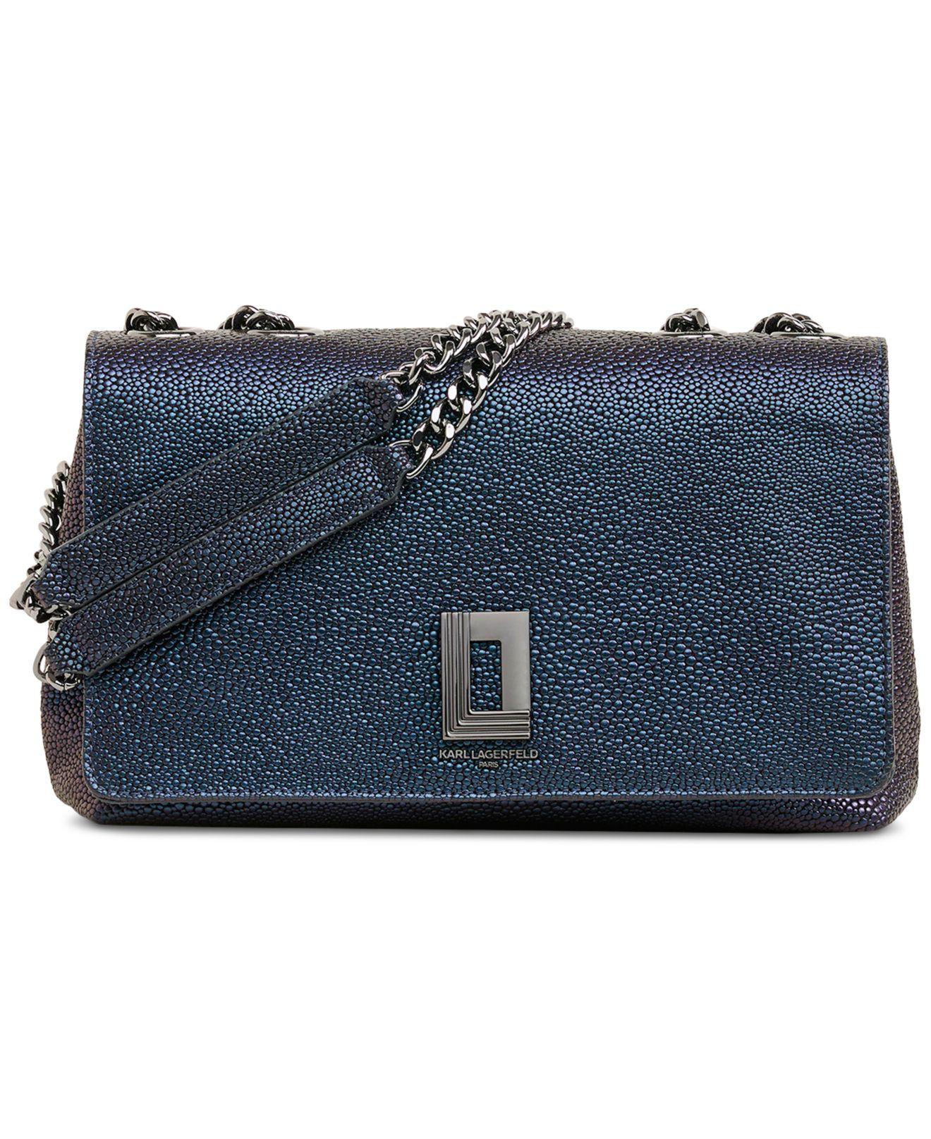 Karl Lagerfeld Lafayette Small Leather Shoulder Bag in Blue Lyst