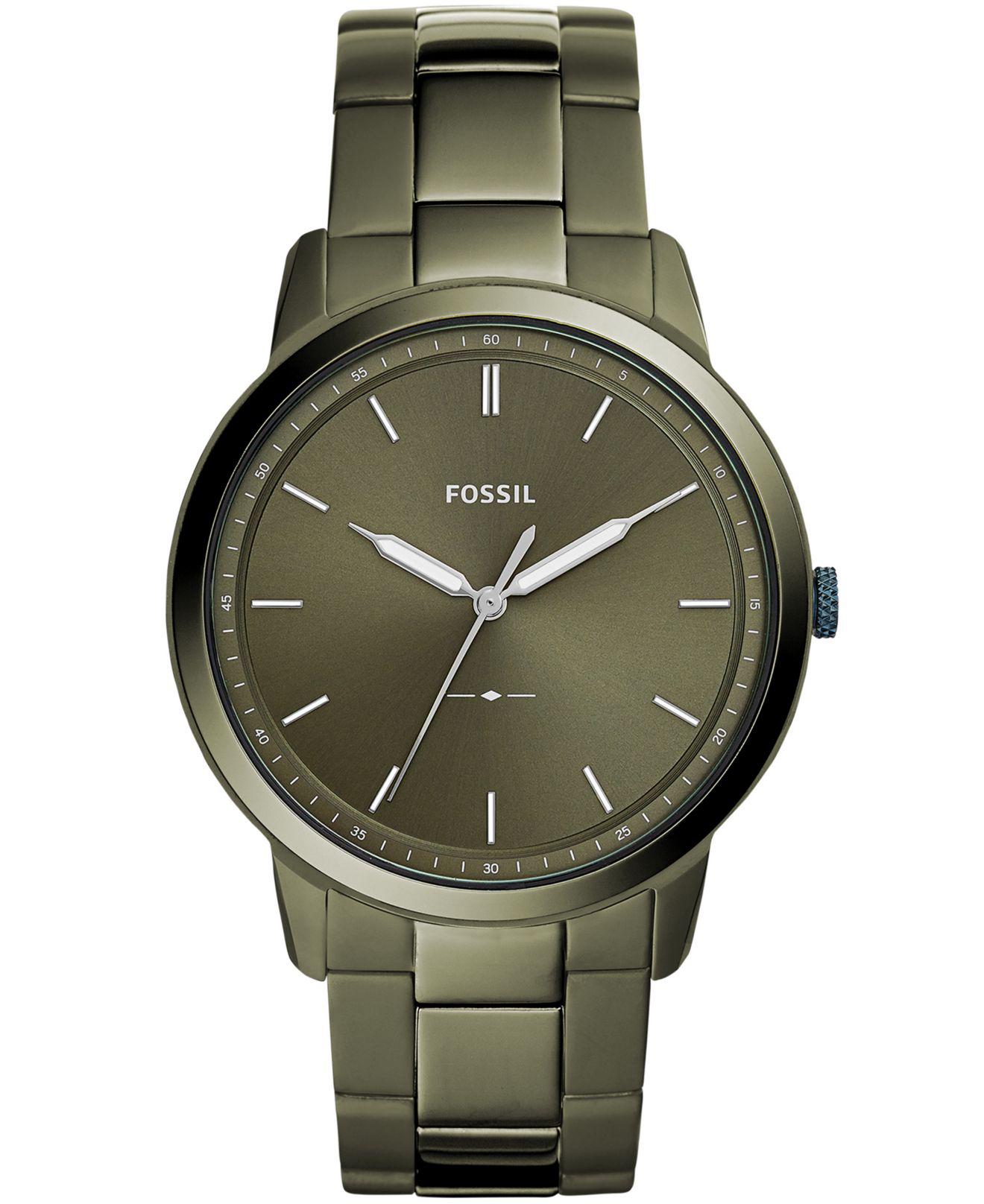 Fossil Minimalist Olive Green Stainless 