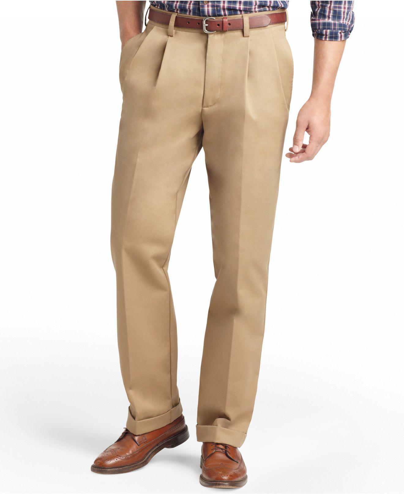 Izod Cotton American Pleated Classic-fit Wrinkle-free Chino Pants in Natural for Men - Lyst