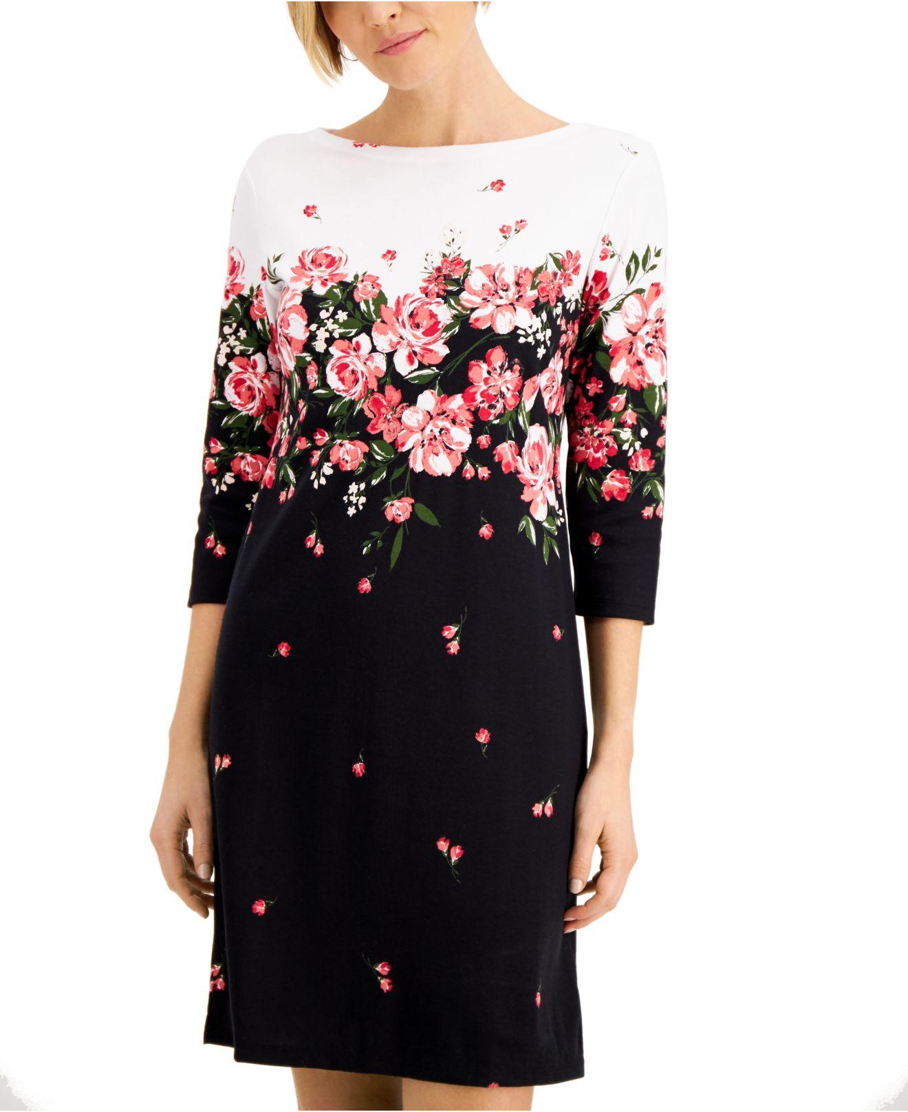 macy's black floral dress