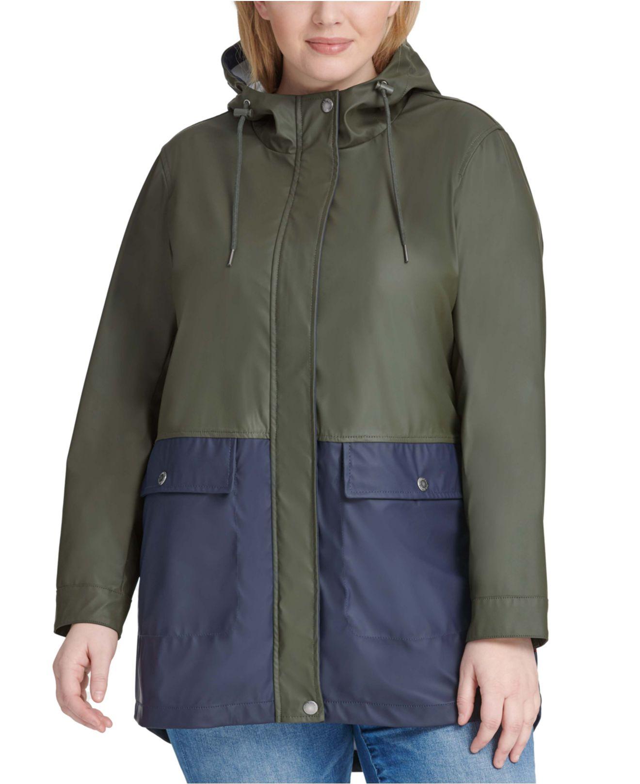 Levi's Synthetic Trendy Plus Size Colorblocked Rain Jacket in Olive