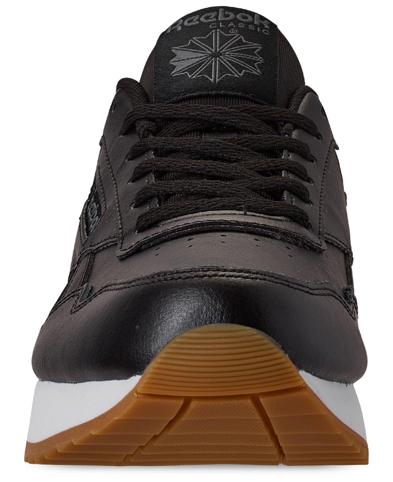 finish line sneakers on Reebok Leather Classic Harman Ripple Double Casual Sneakers From Finish Line In Black Grey White Black Lyst